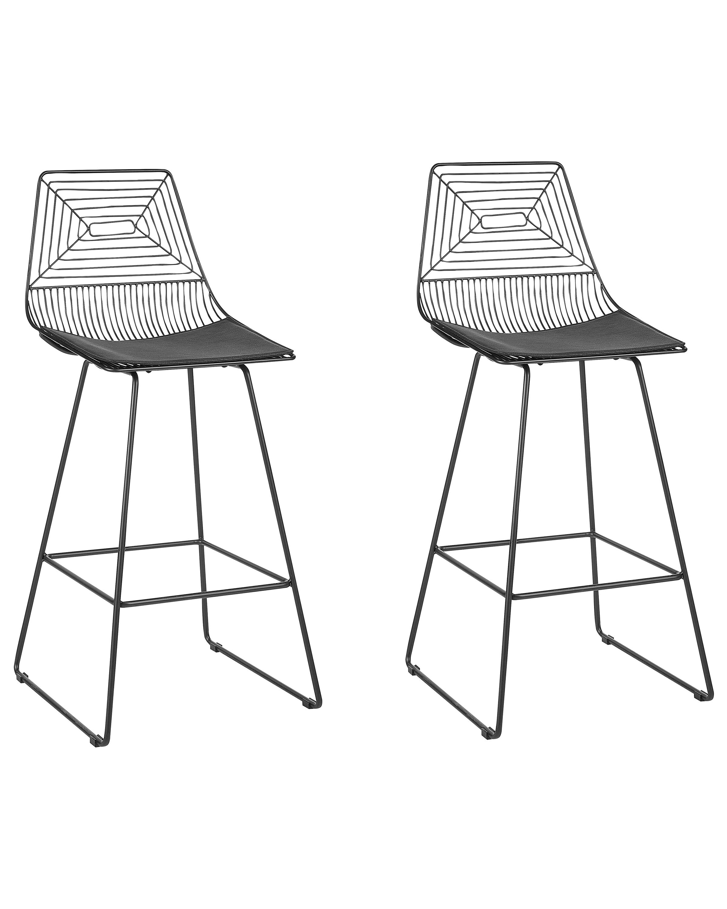Set of 2 Metal Bar Chairs Black BISBEE - Gemini Interiors