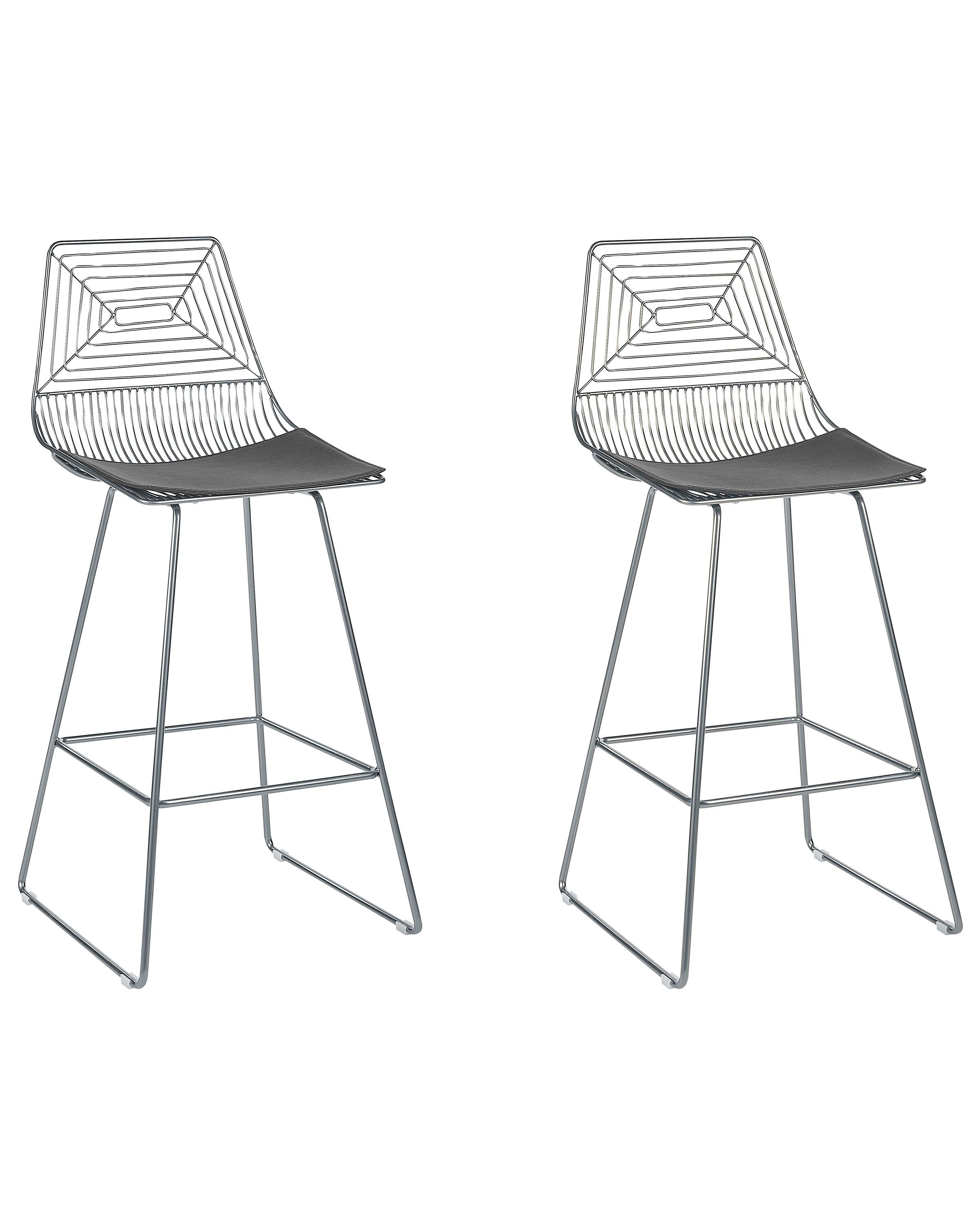 Set of 2 Metal Bar Chairs Silver BISBEE - Gemini Interiors