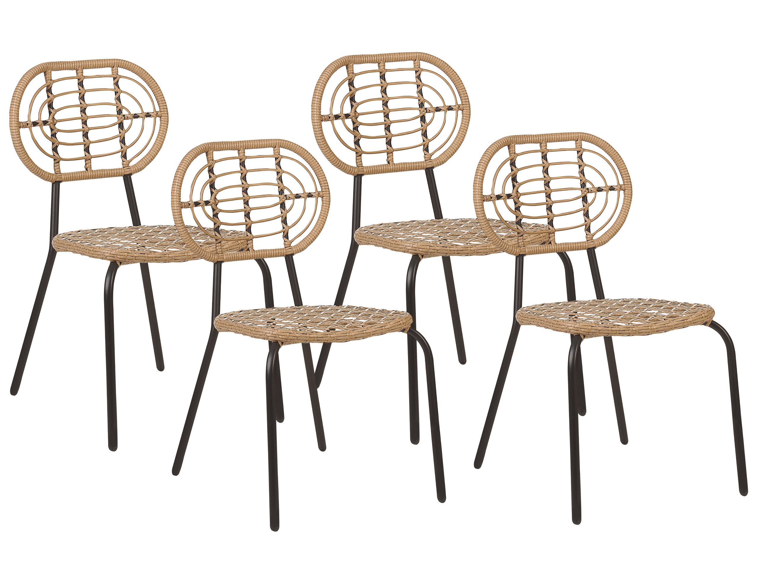 Set of 4 PE Rattan Chairs Natural PRATELLO - Gemini Interiors