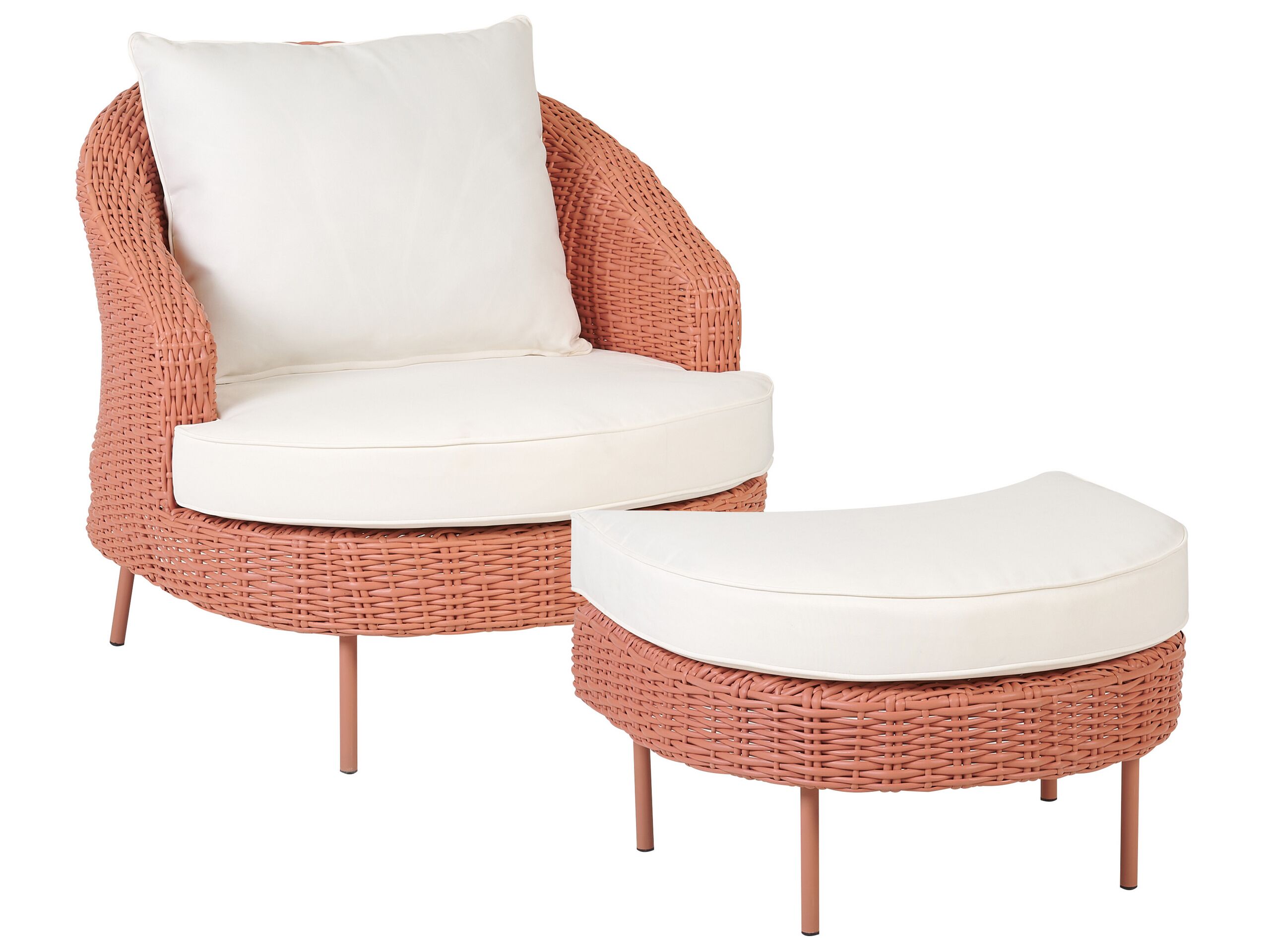 PE Rattan Garden Armchair with Ottoman Pink ARCILLE - Gemini Interiors
