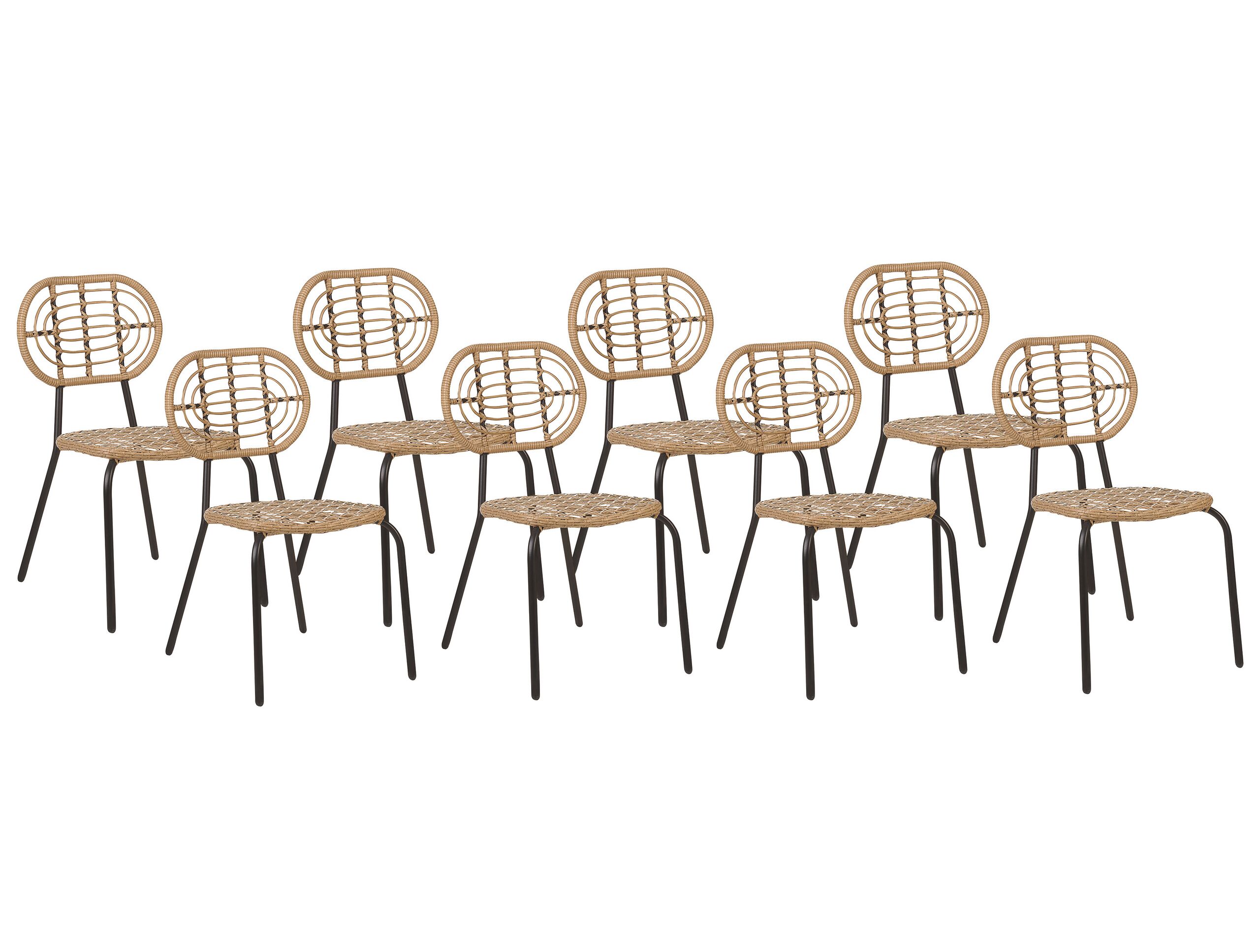 Set of 8 PE Rattan Chairs Natural PRATELLO - Gemini Interiors