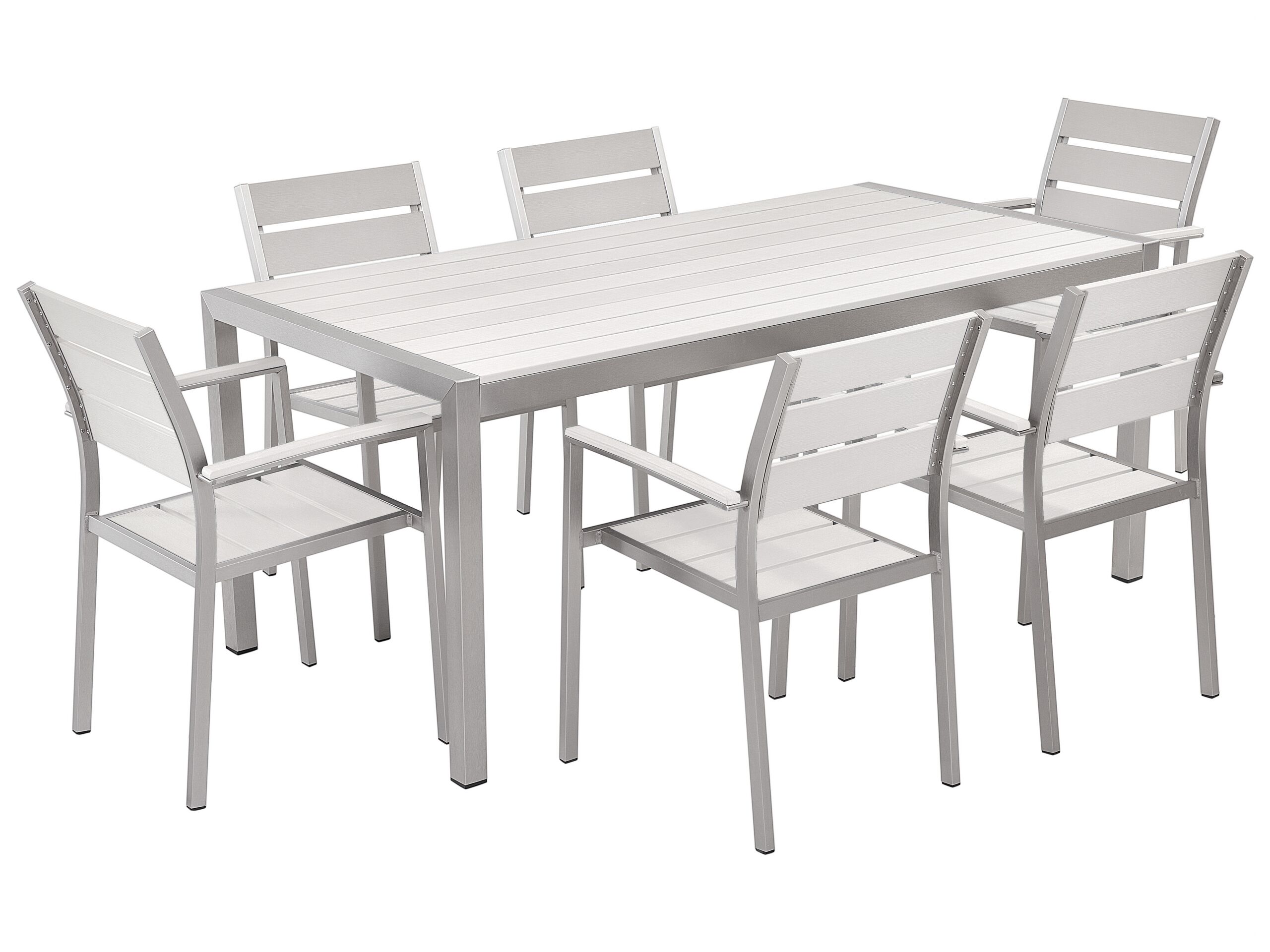 6 Seater Aluminium Garden Dining Set White VERNIO - Gemini Interiors