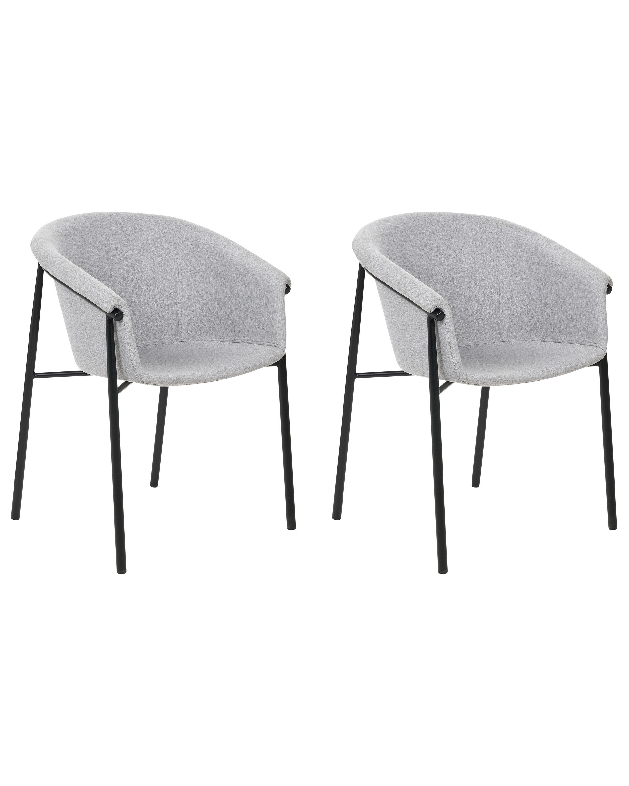 Set of 2 Fabric Dining Chairs Grey AMES - Gemini Interiors