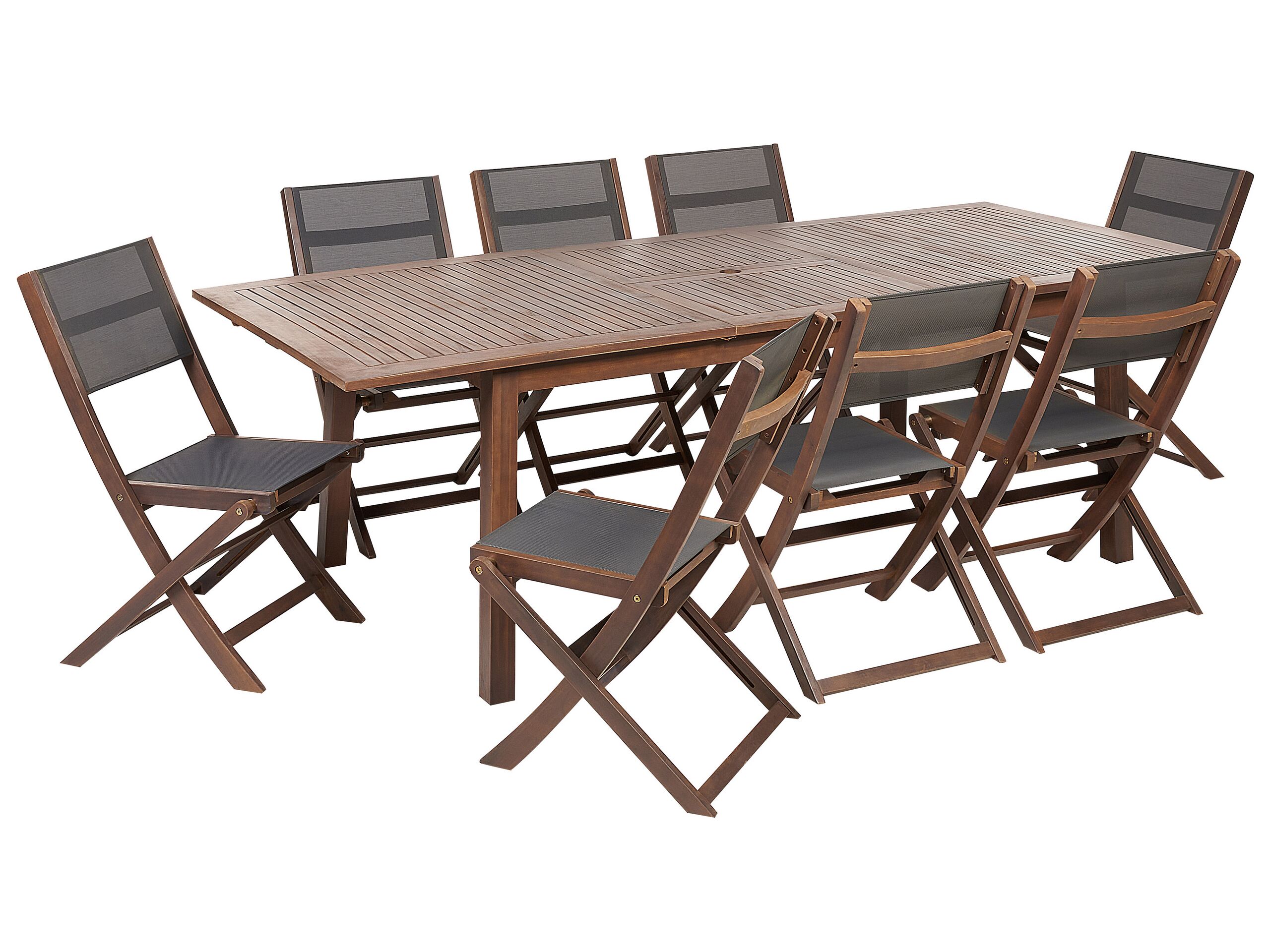 8 Seater Acacia Garden Dining Set Dark Wood CESANA - Gemini Interiors