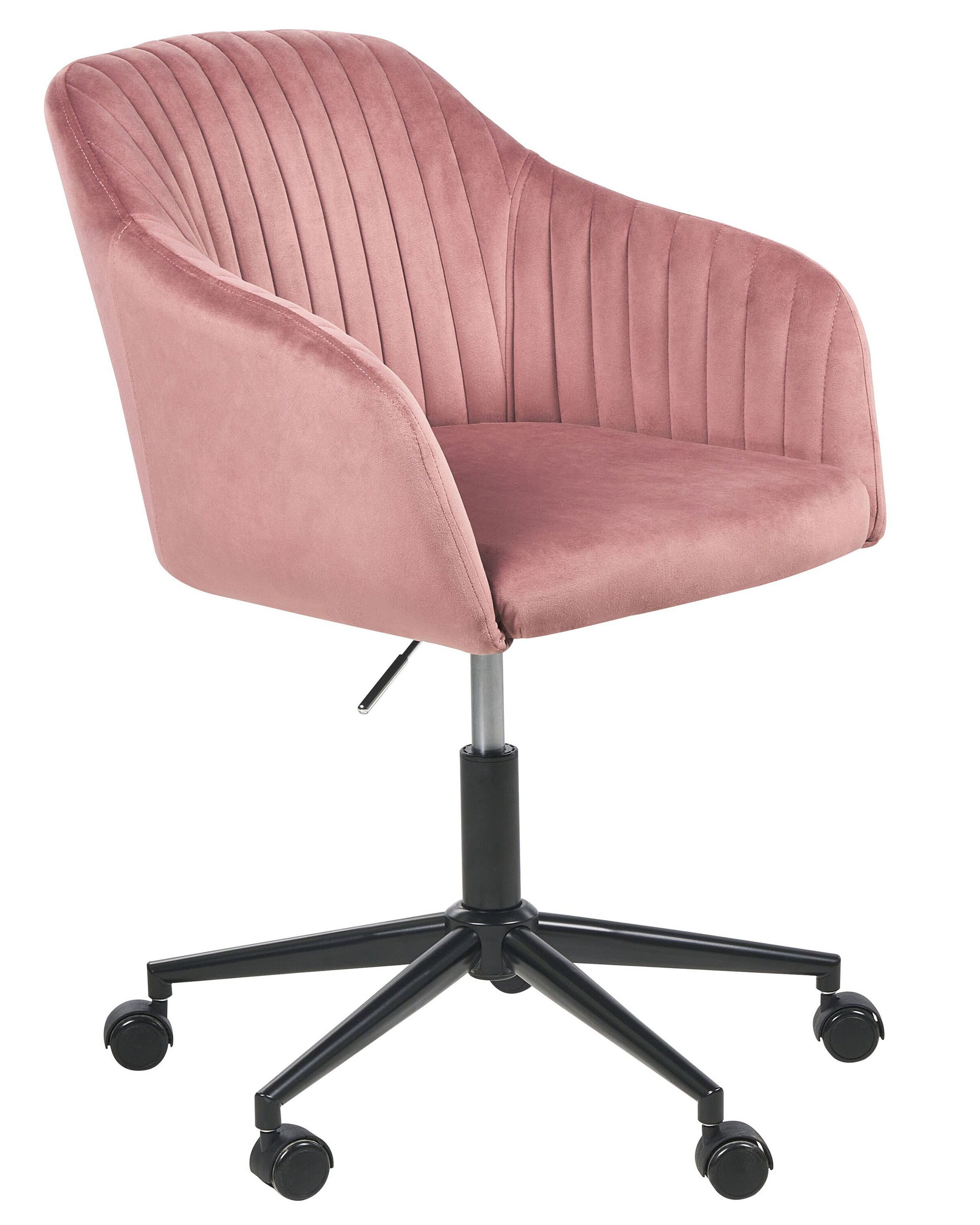 Velvet Desk Chair Pink VENICE - Gemini Interiors