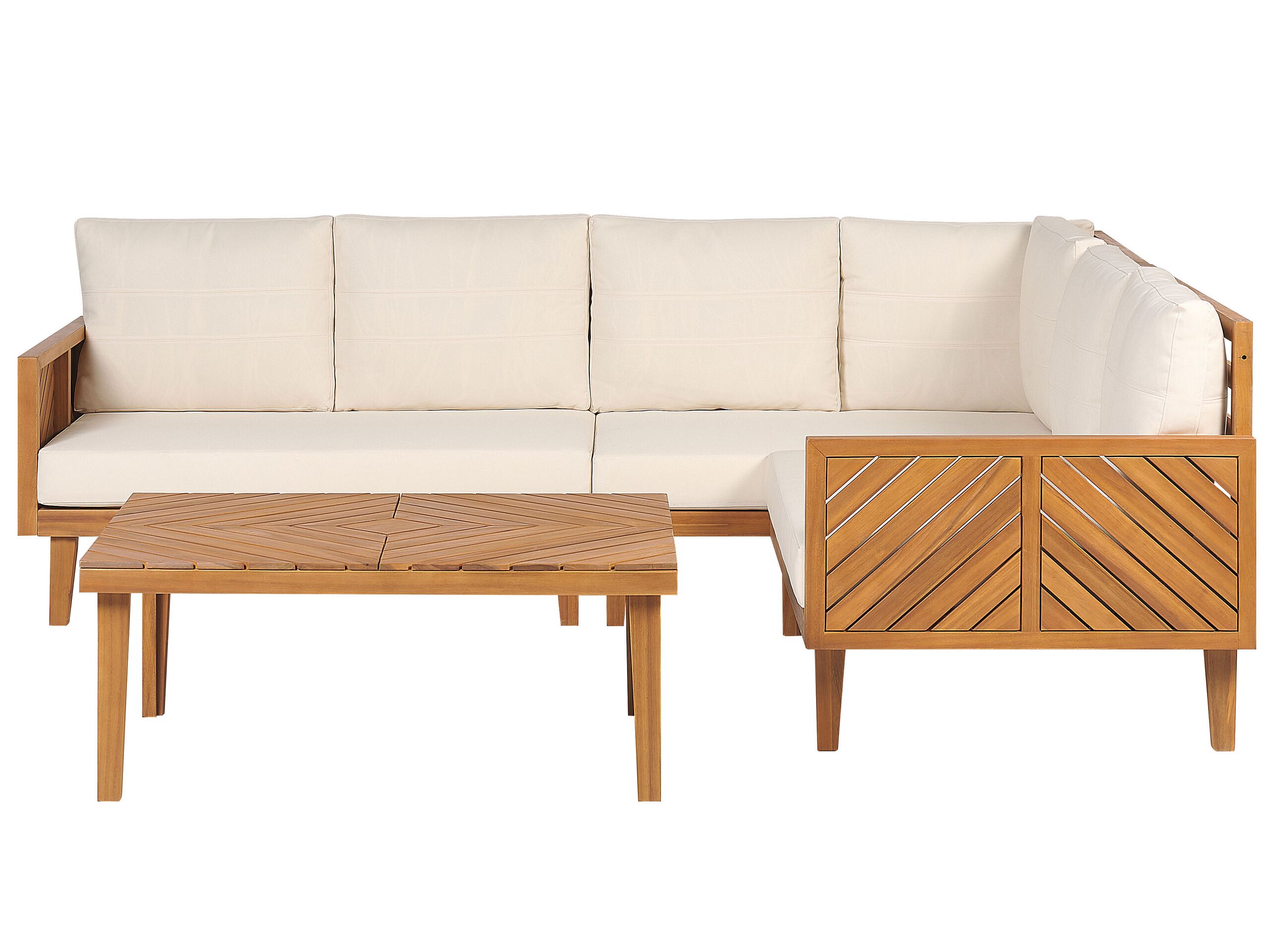 4 Seater Acacia Wood Garden Corner Sofa Set Light BARATTI - Gemini Interiors