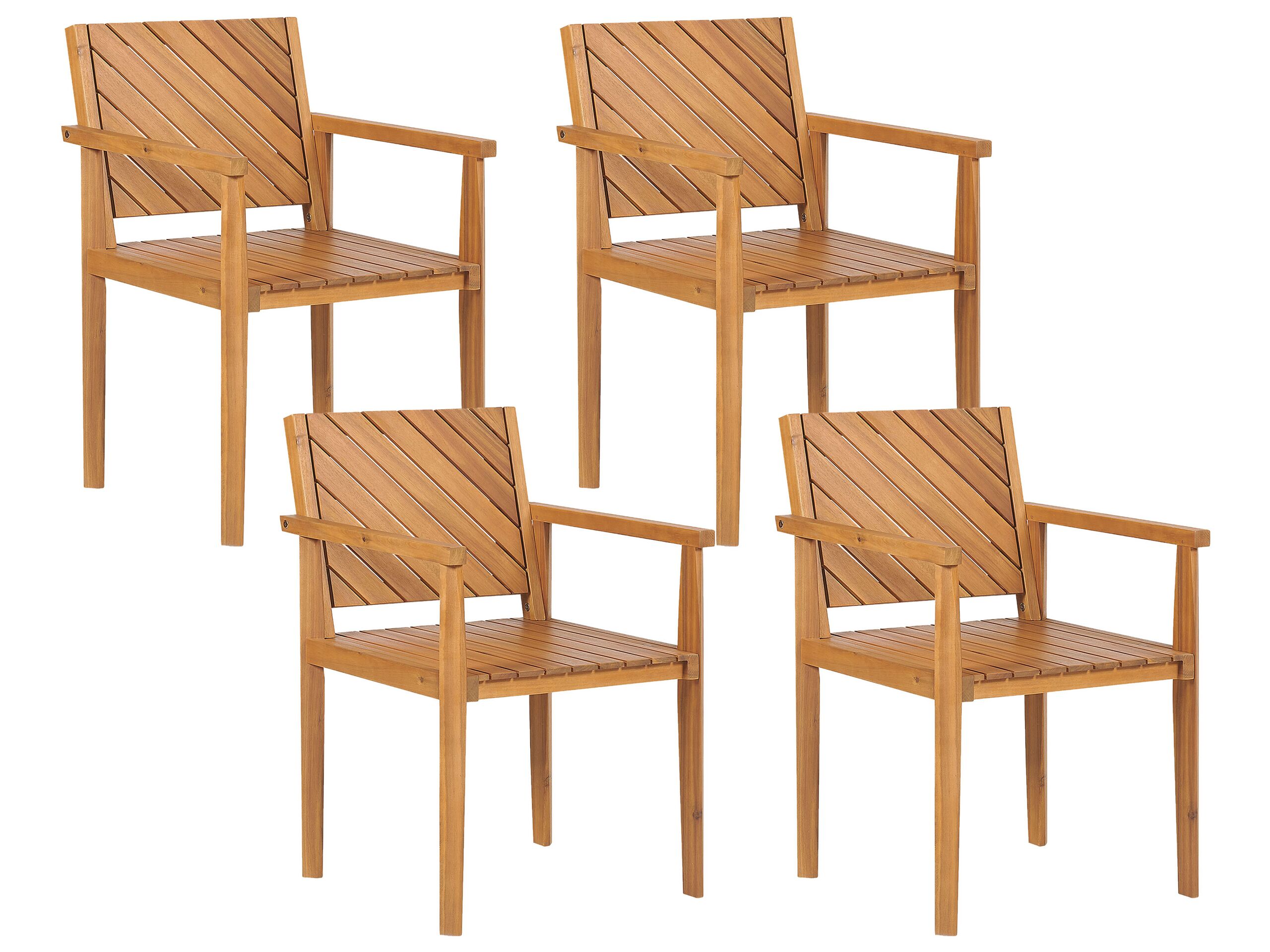 Set of 4 Acacia Wood Dining Chairs Light BARATTI - Gemini Interiors