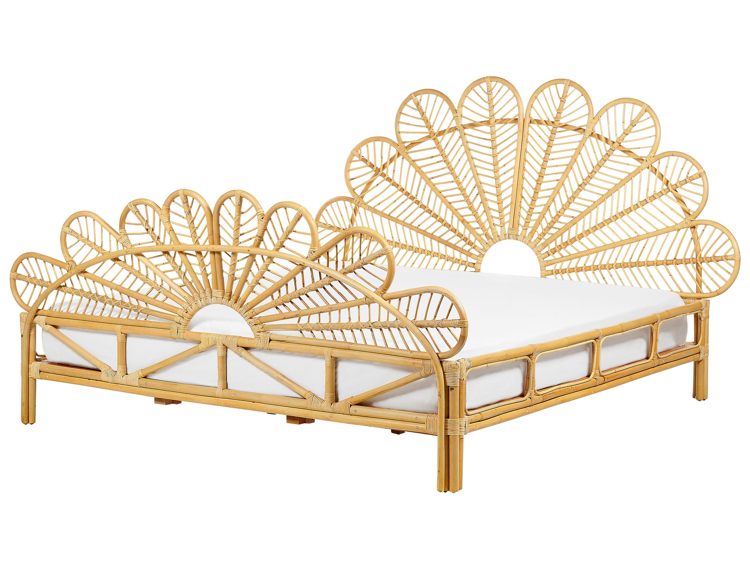 Rattan Peacock EU Super King Size Bed Light Wood FLORENTINE - Gemini Interiors