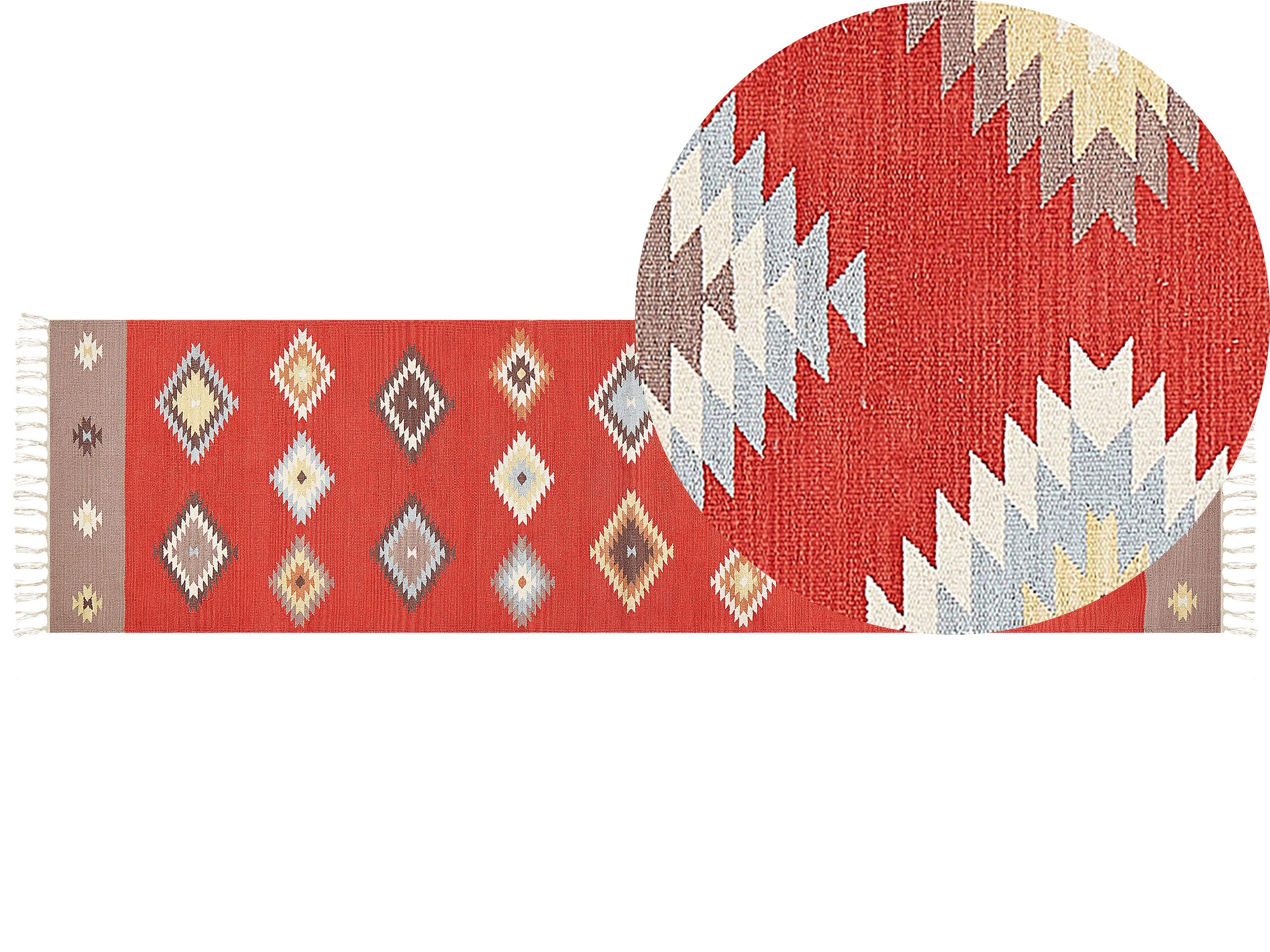 Cotton Kilim Runner Rug 80x300cm Multicolour - Gemini Interiors