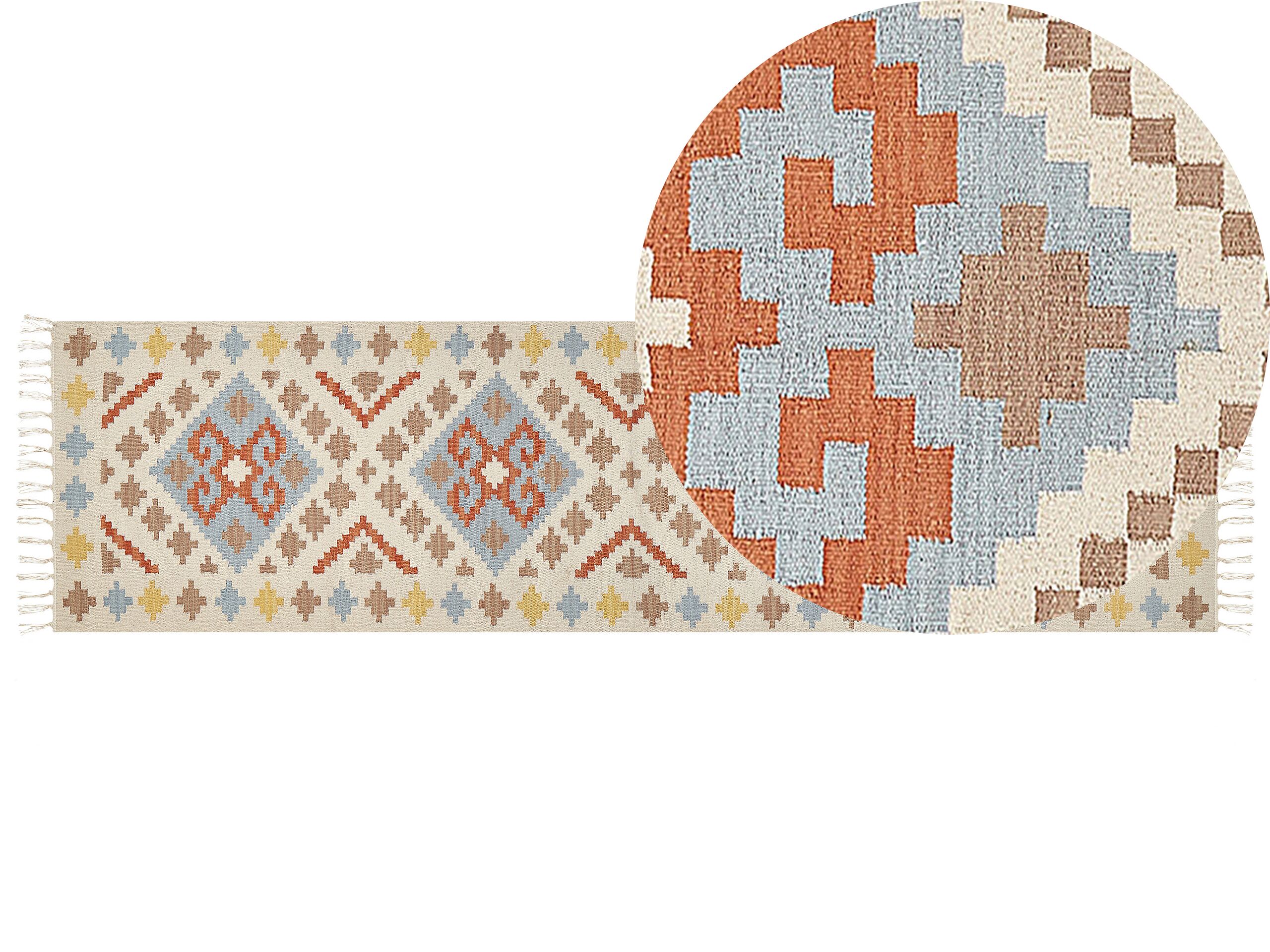 Cotton Kilim Runner Rug 80x300cm Multicolour - Gemini Interiors