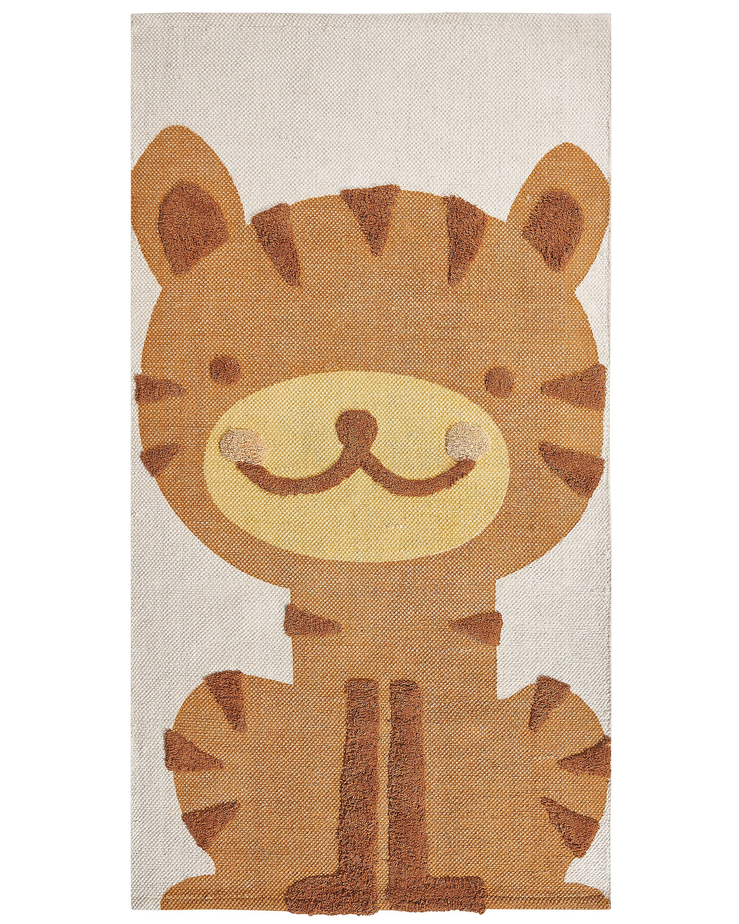 Cotton Kids Rug Tiger Print 80x150cm Multicolour - Gemini Interiors