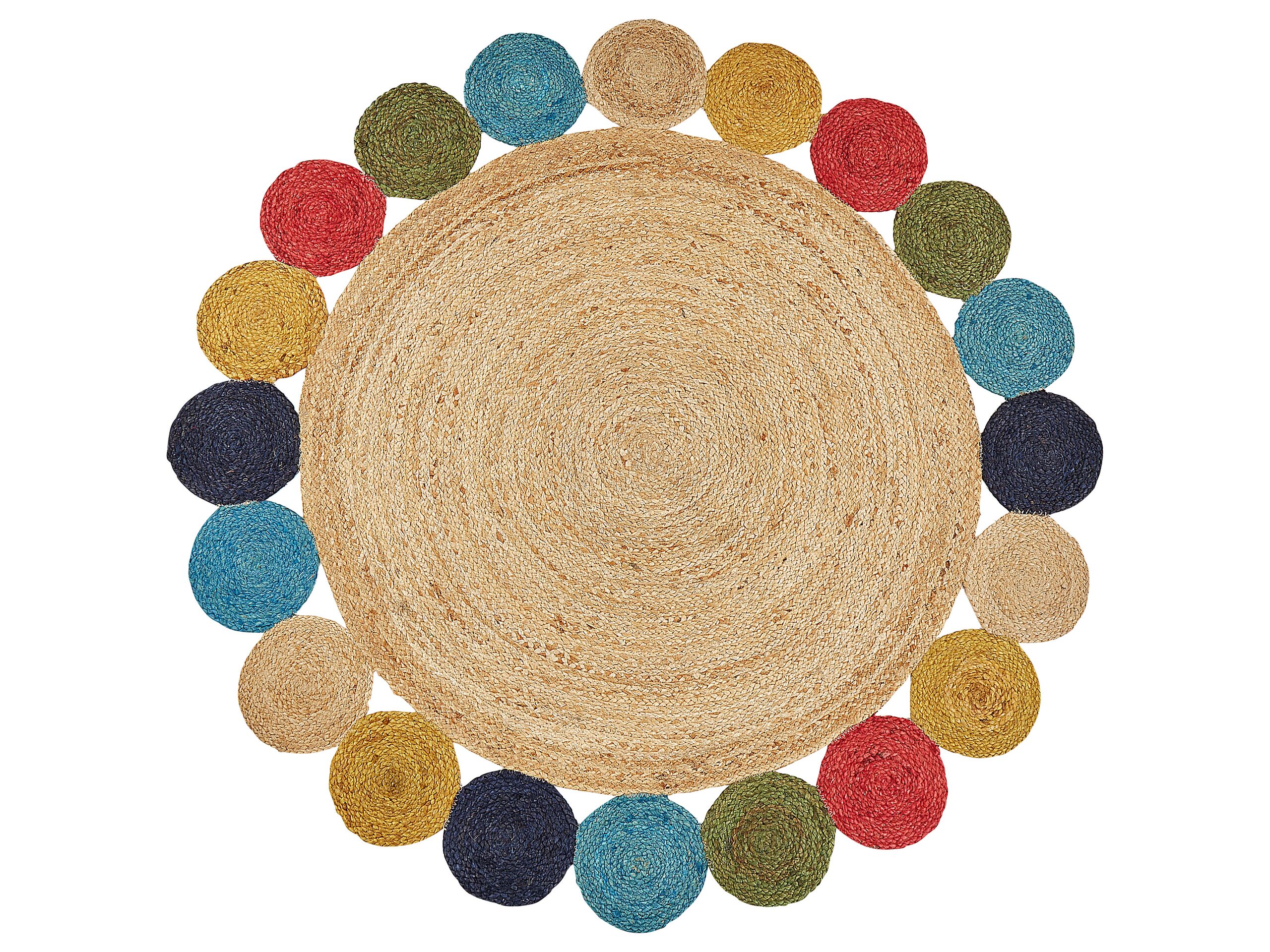 Round Jute Area Rug 140cm Multicolour - Gemini Interiors