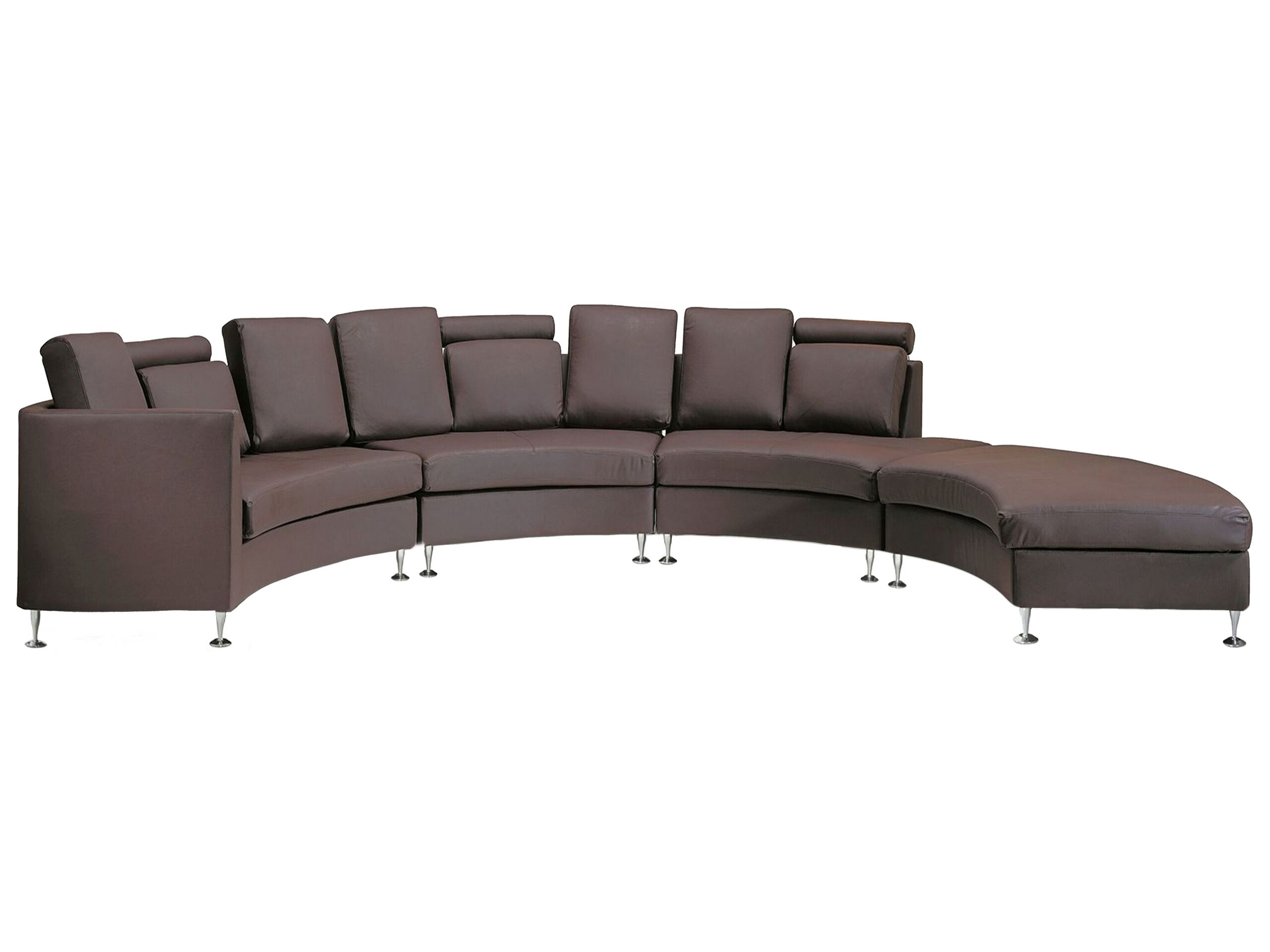 7 Seater Curved Leather Modular Sofa Brown ROTUNDE - Gemini Interiors