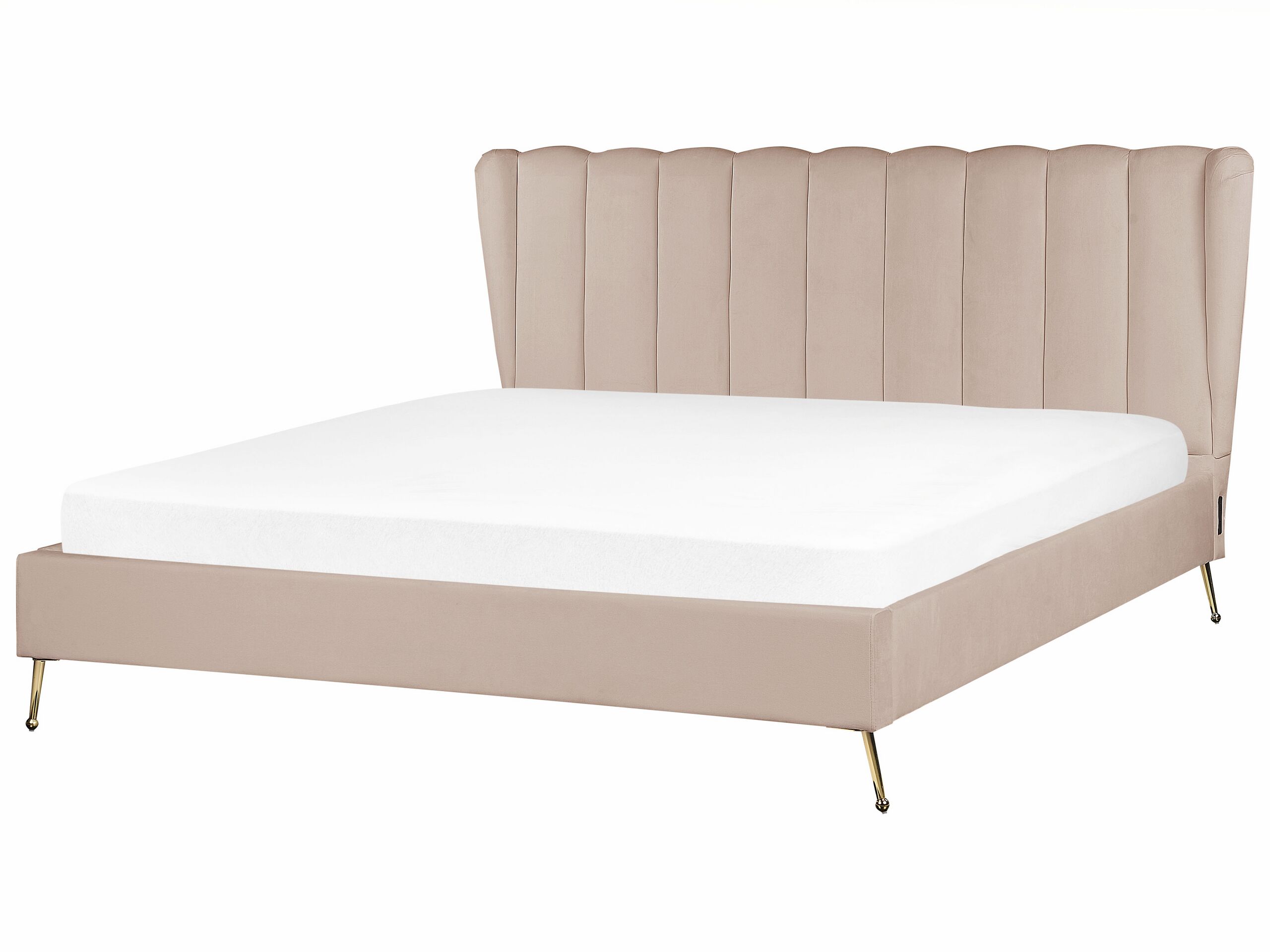 Velvet EU Super King Size Bed with USB Port Taupe MIRIBEL - Gemini Interiors