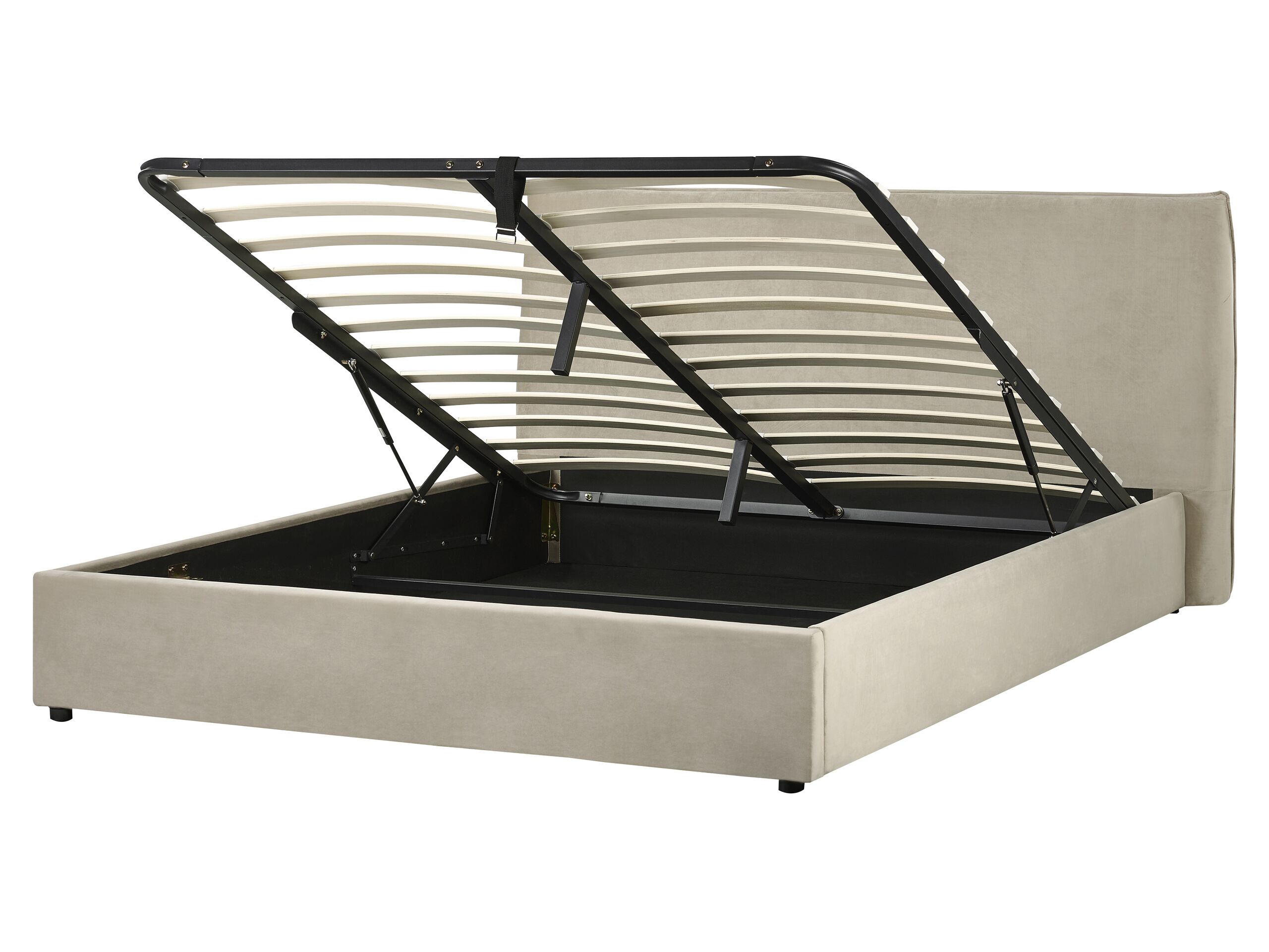 Velvet EU King Size Ottoman Bed Taupe LAVAUR - Gemini Interiors