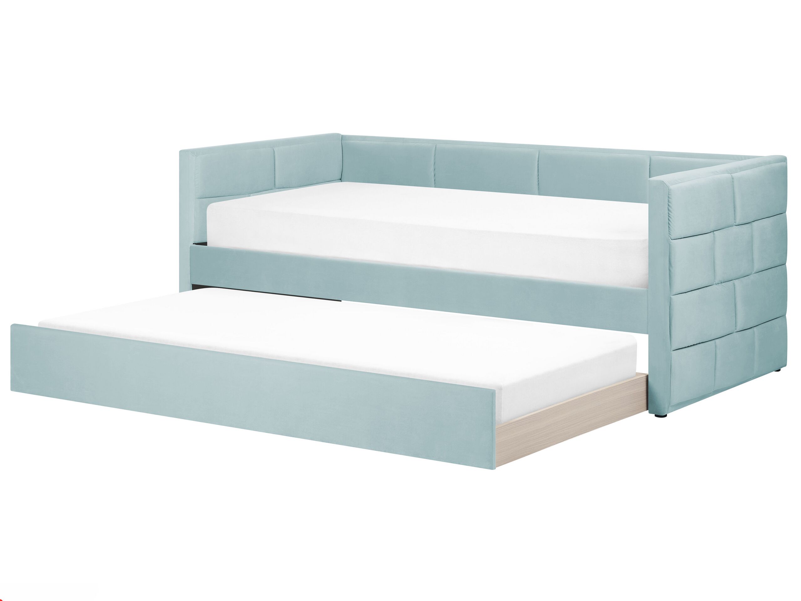 Velvet EU Single Trundle Bed Mint Green CHAVONNE - Gemini Interiors