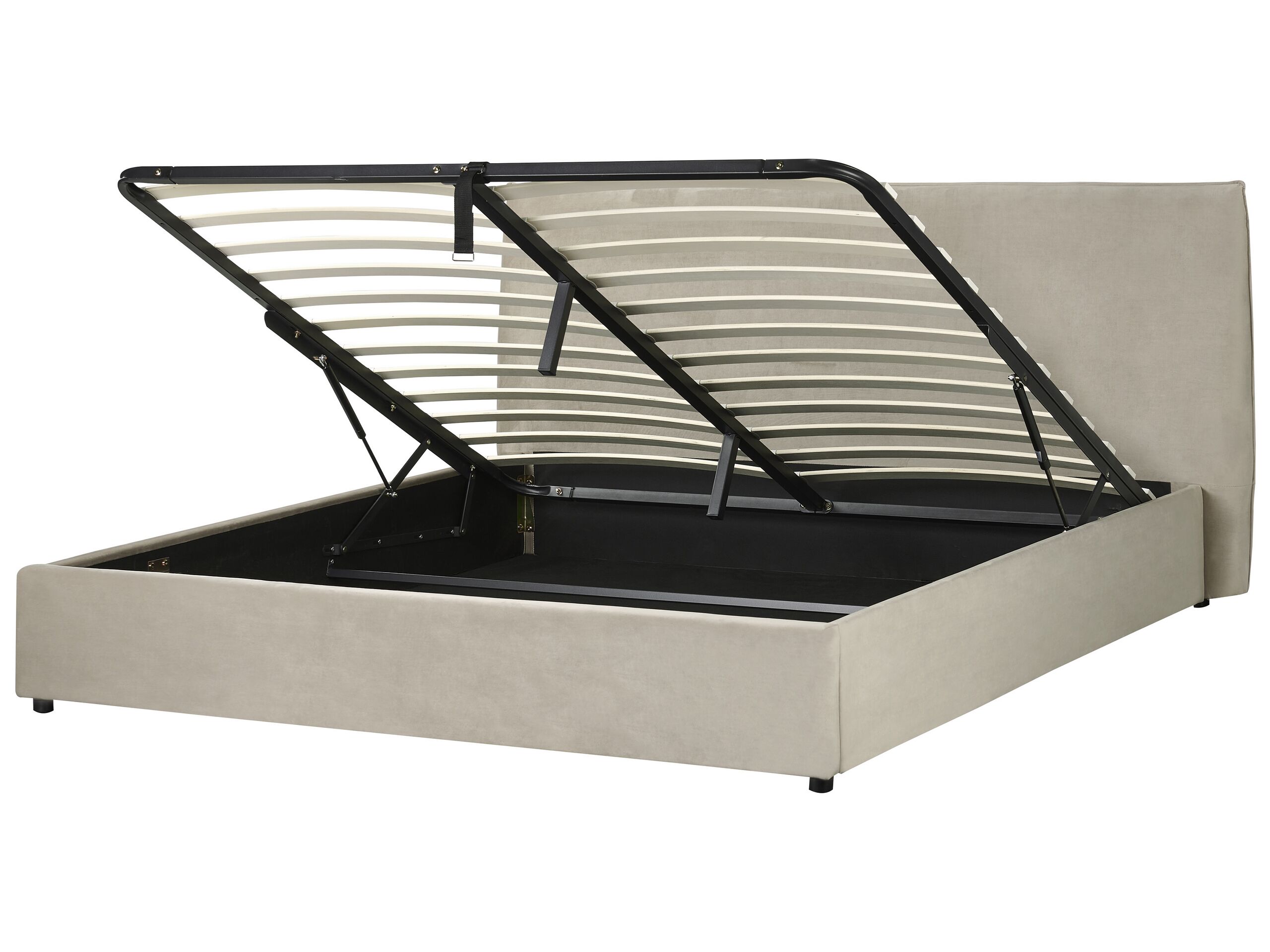 Velvet EU Super King Size Ottoman Bed Taupe LAVAUR - Gemini Interiors