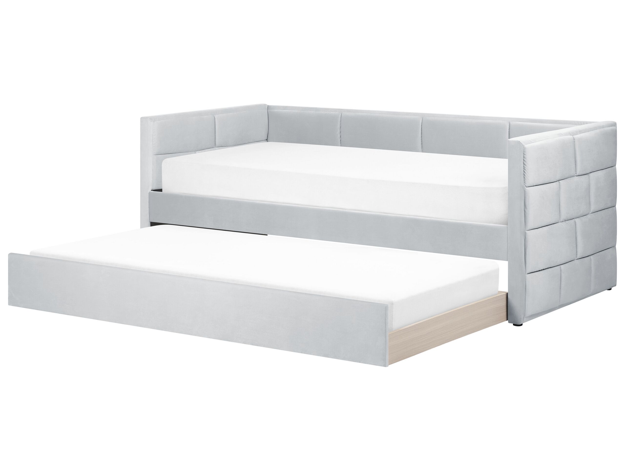 Velvet EU Single Trundle Bed Light Grey CHAVONNE - Gemini Interiors