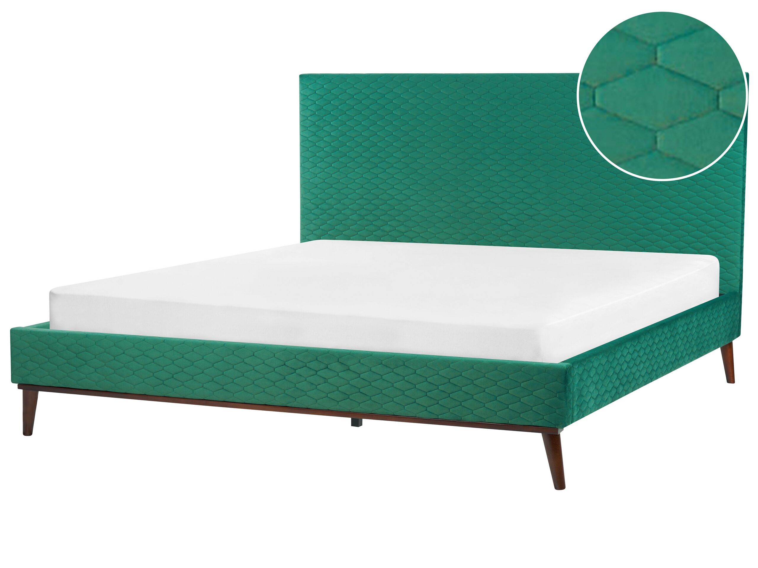 Velvet EU Super King Size Bed Green BAYONNE - Gemini Interiors