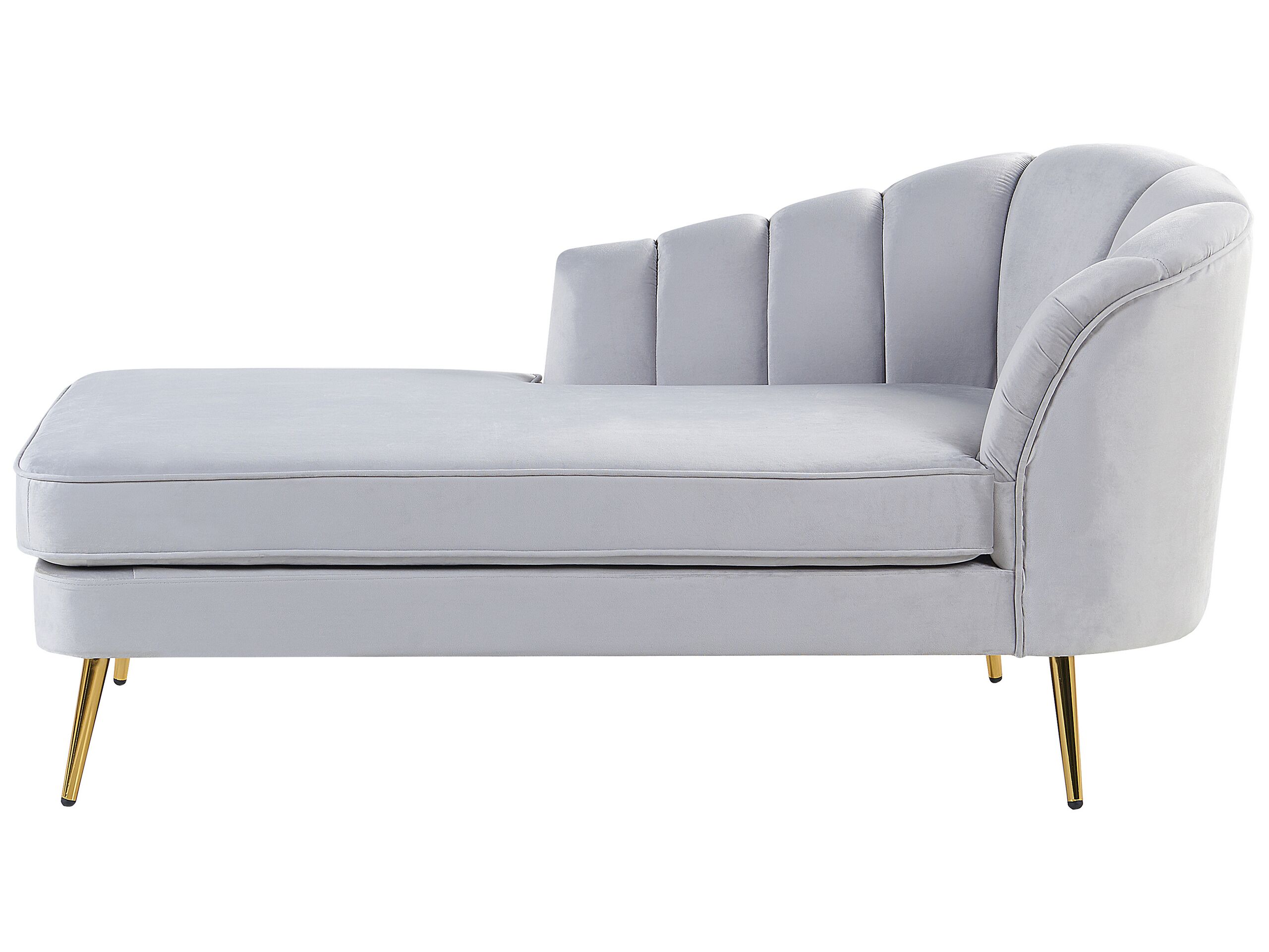 Right Hand Velvet Chaise Lounge Grey ALLIER - Gemini Interiors