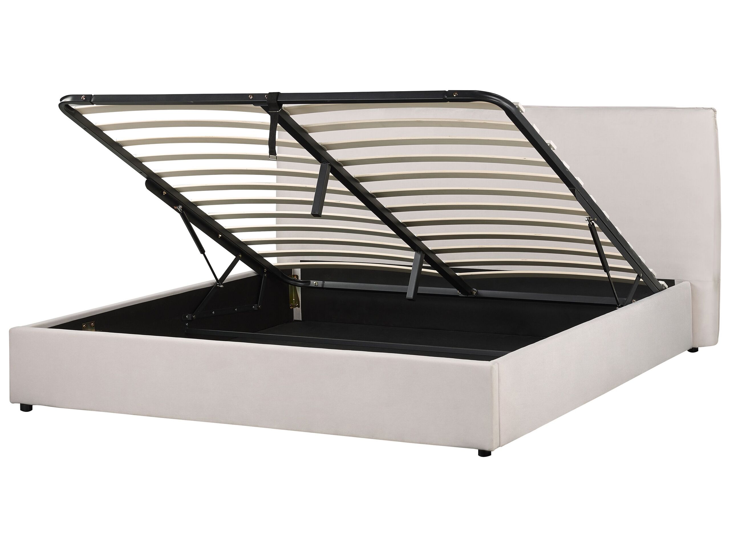 Velvet EU Super King Size Ottoman Bed Off-White LAVAUR - Gemini Interiors