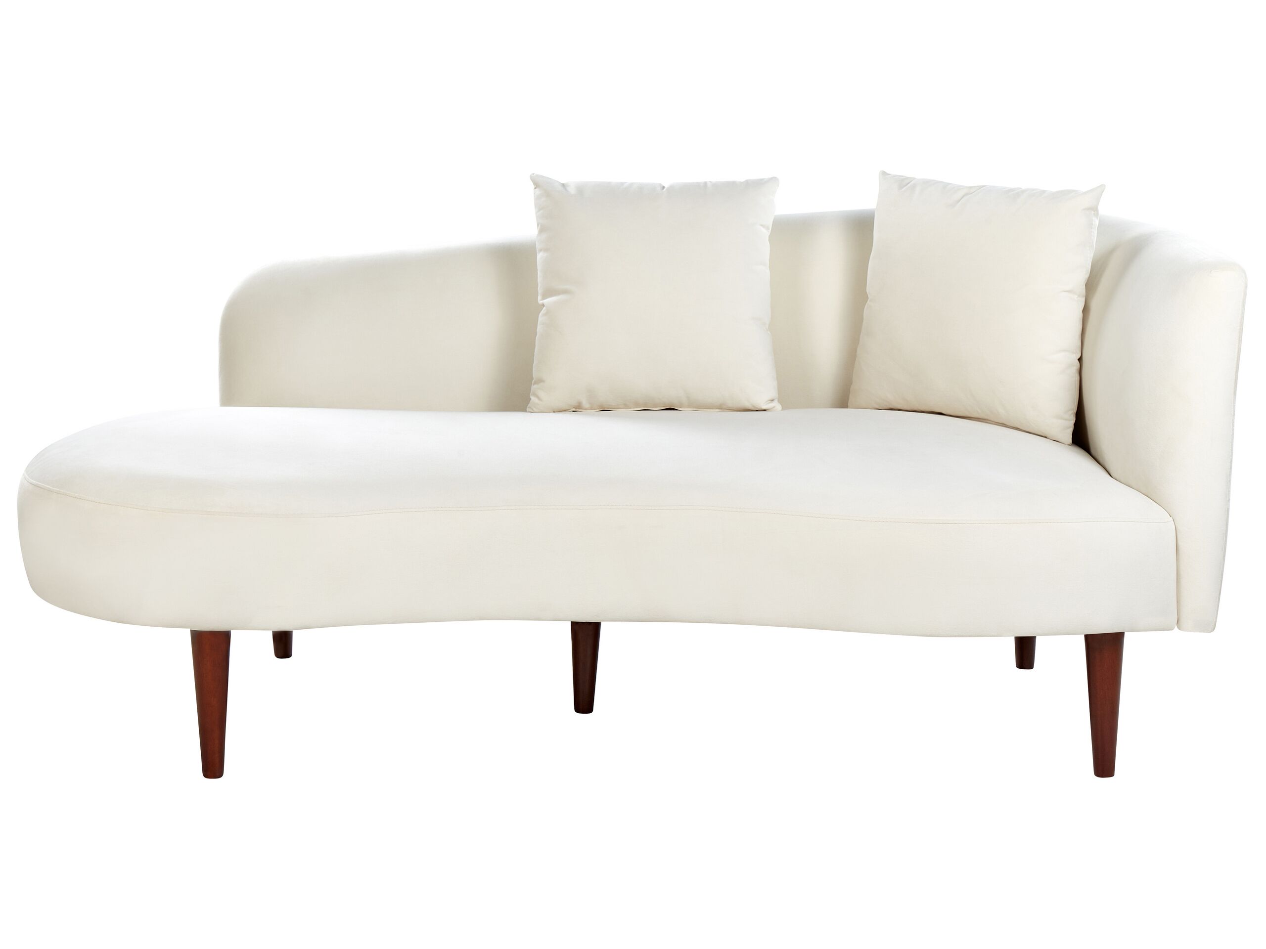 Right Hand Velvet Chaise Lounge Cream CHAUMONT - Gemini Interiors
