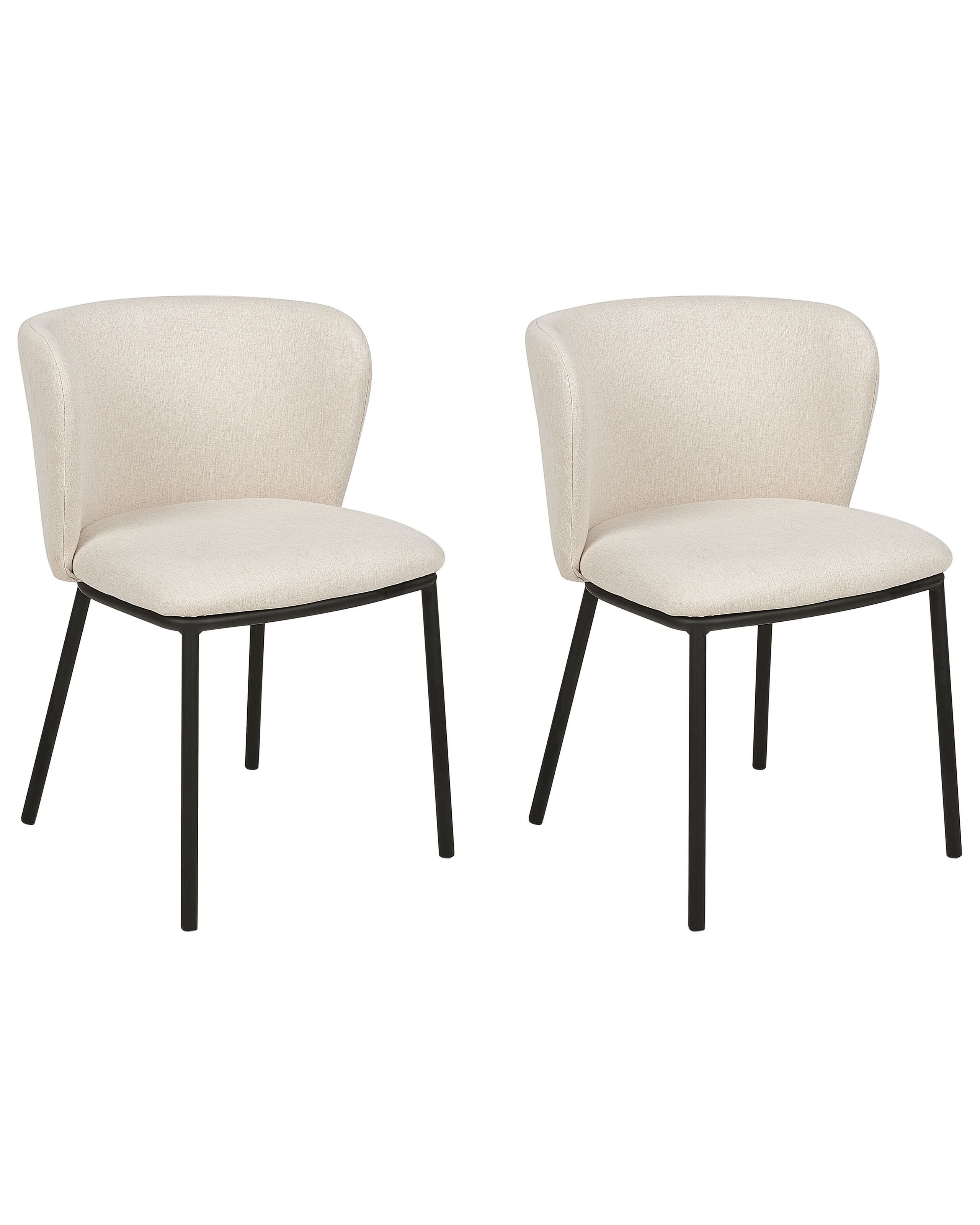 Set of 2 Fabric Dining Chairs Off-White MINA - Gemini Interiors