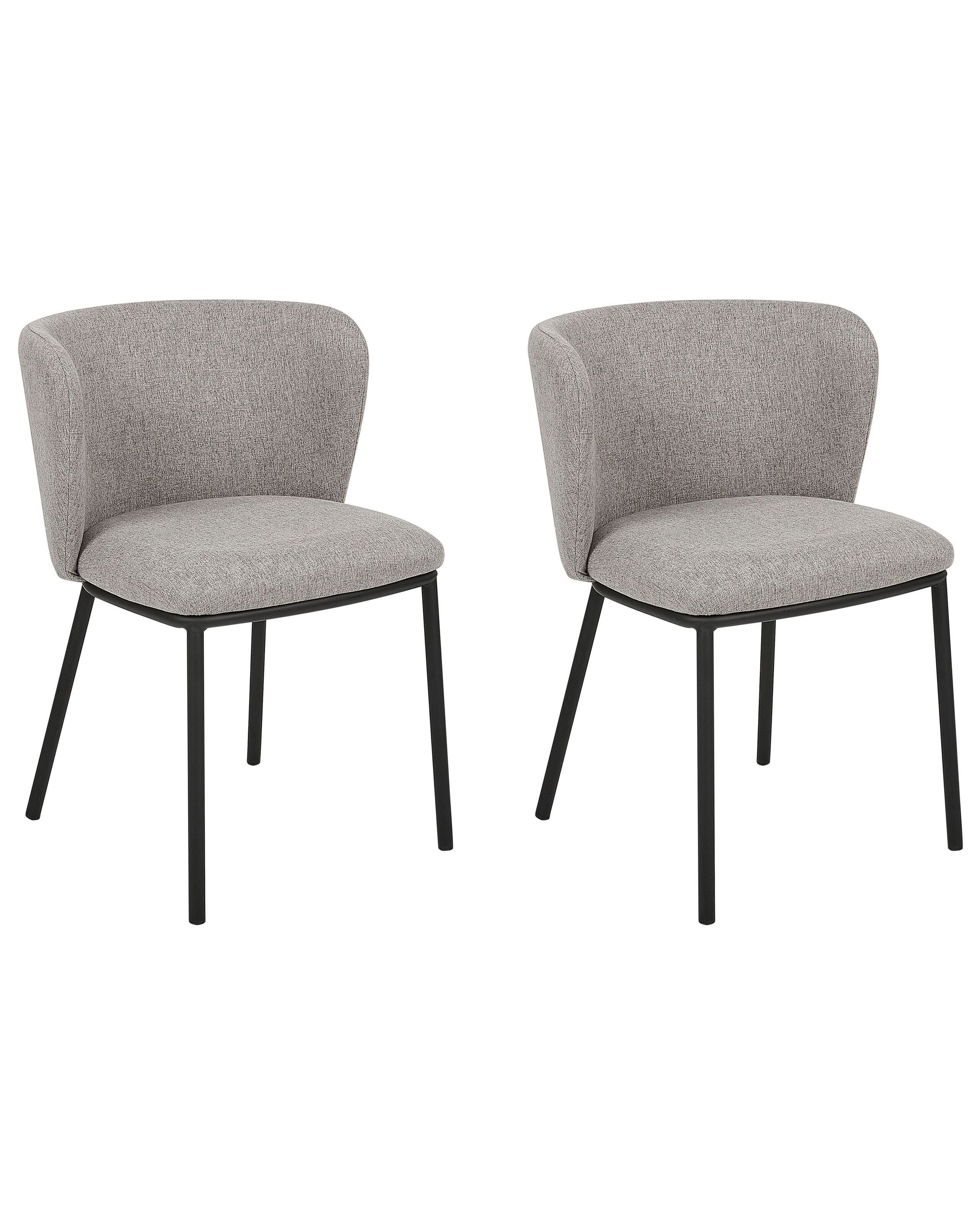 Set of 2 Fabric Dining Chairs Grey MINA - Gemini Interiors