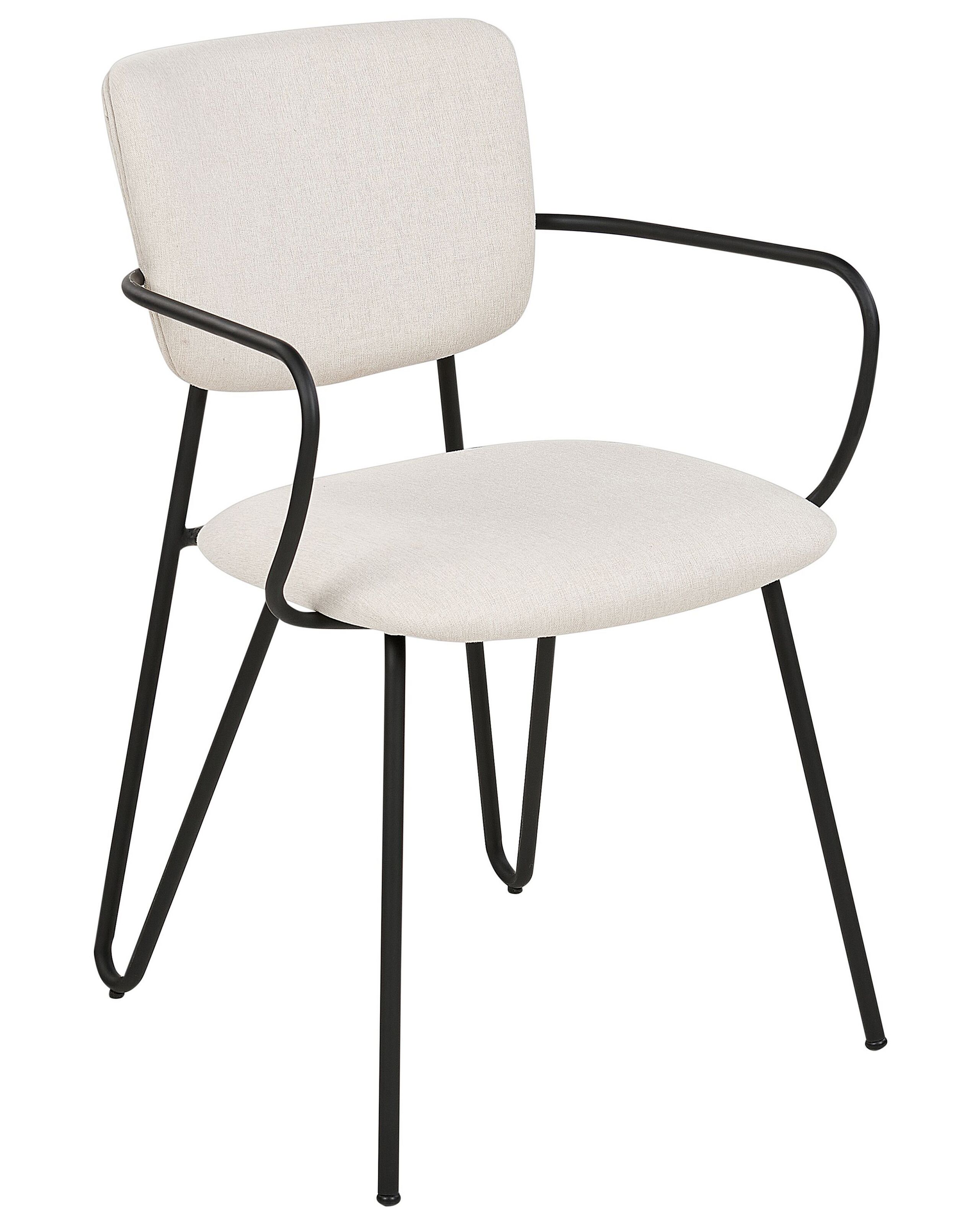 Set of 2 Fabric Dining Chairs Cream ELKO - Gemini Interiors