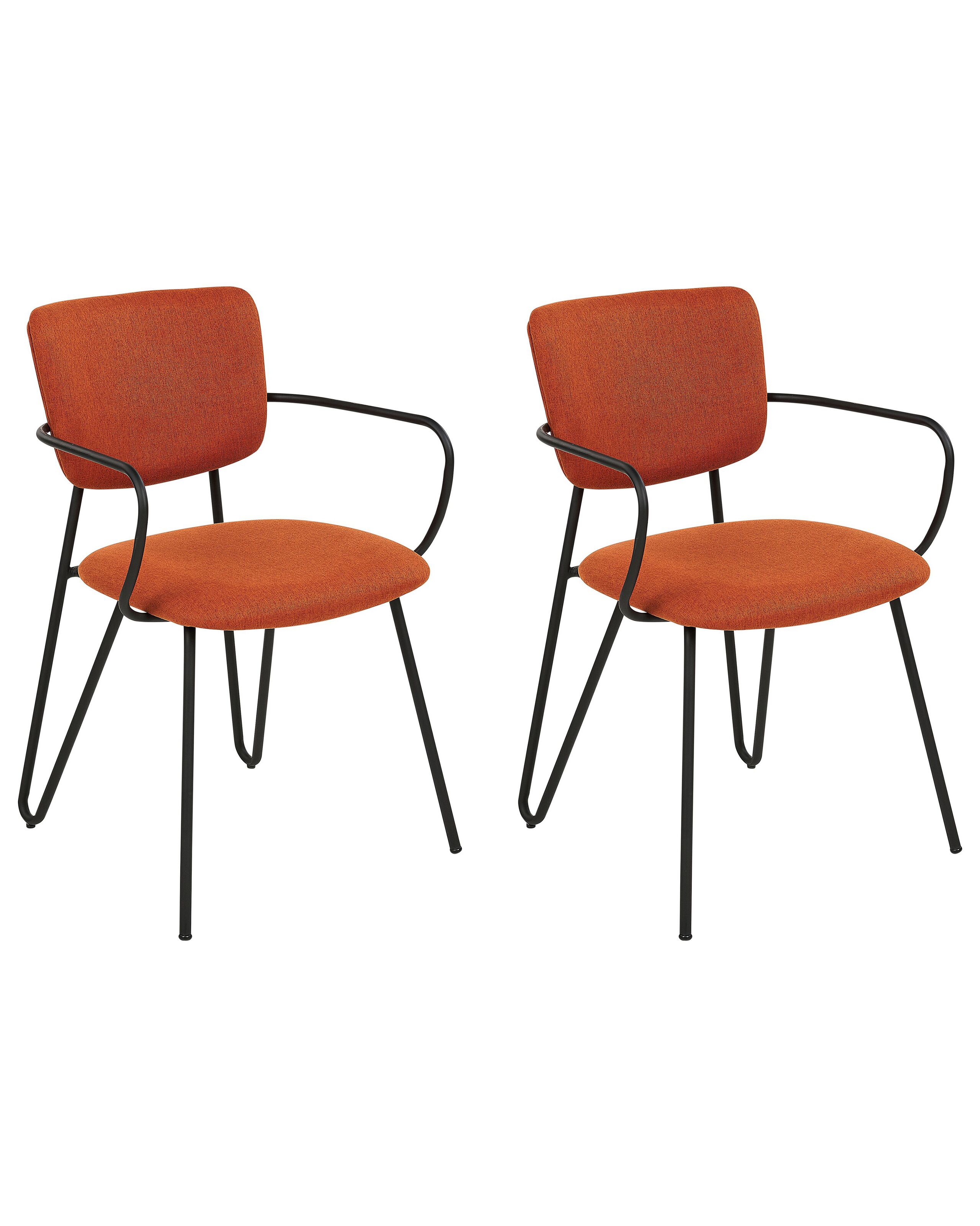 Set of 2 Fabric Dining Chairs Orange ELKO - Gemini Interiors