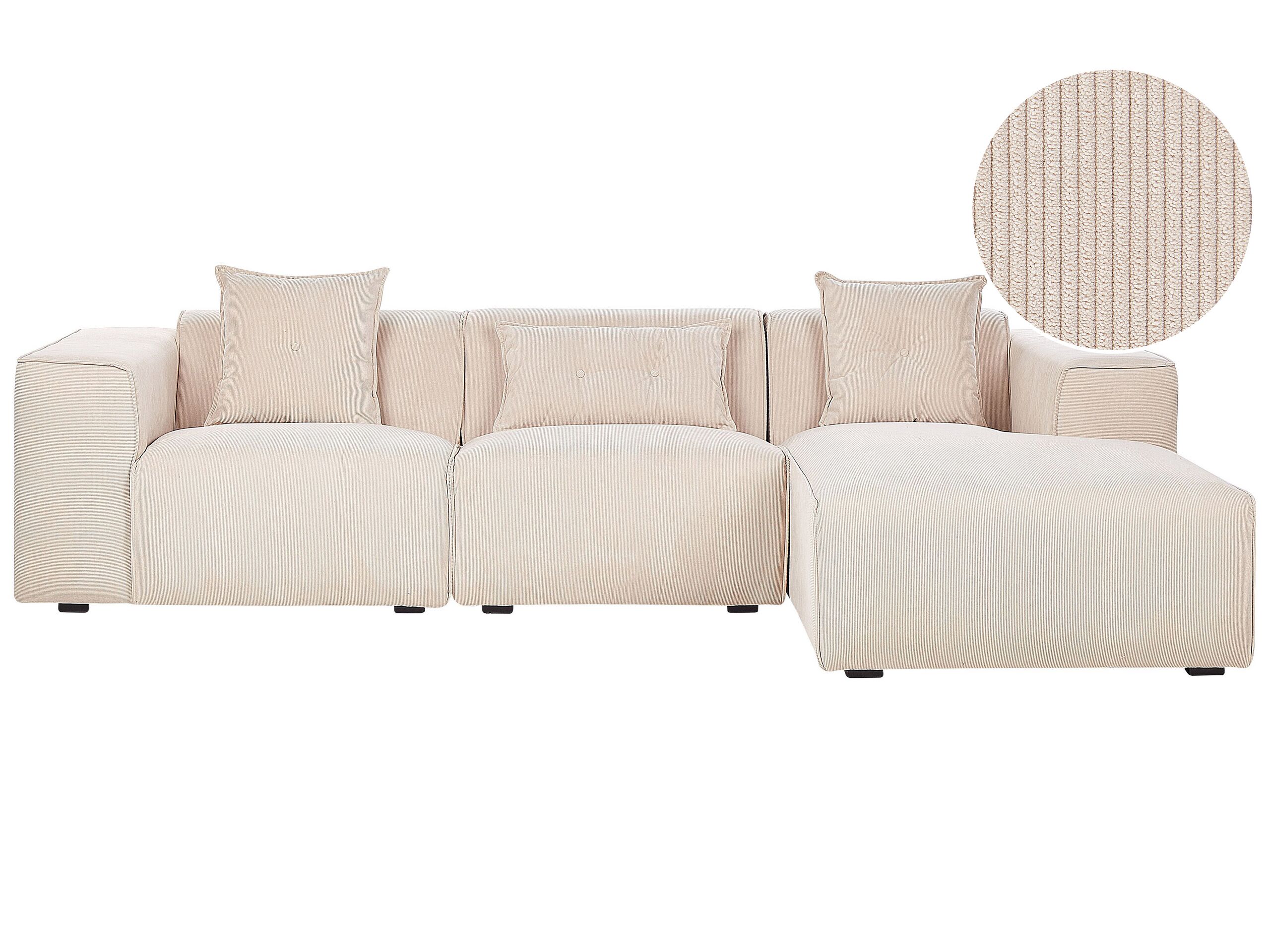 Left Hand Jumbo Cord Corner Sofa Beige DOLVA - Gemini Interiors