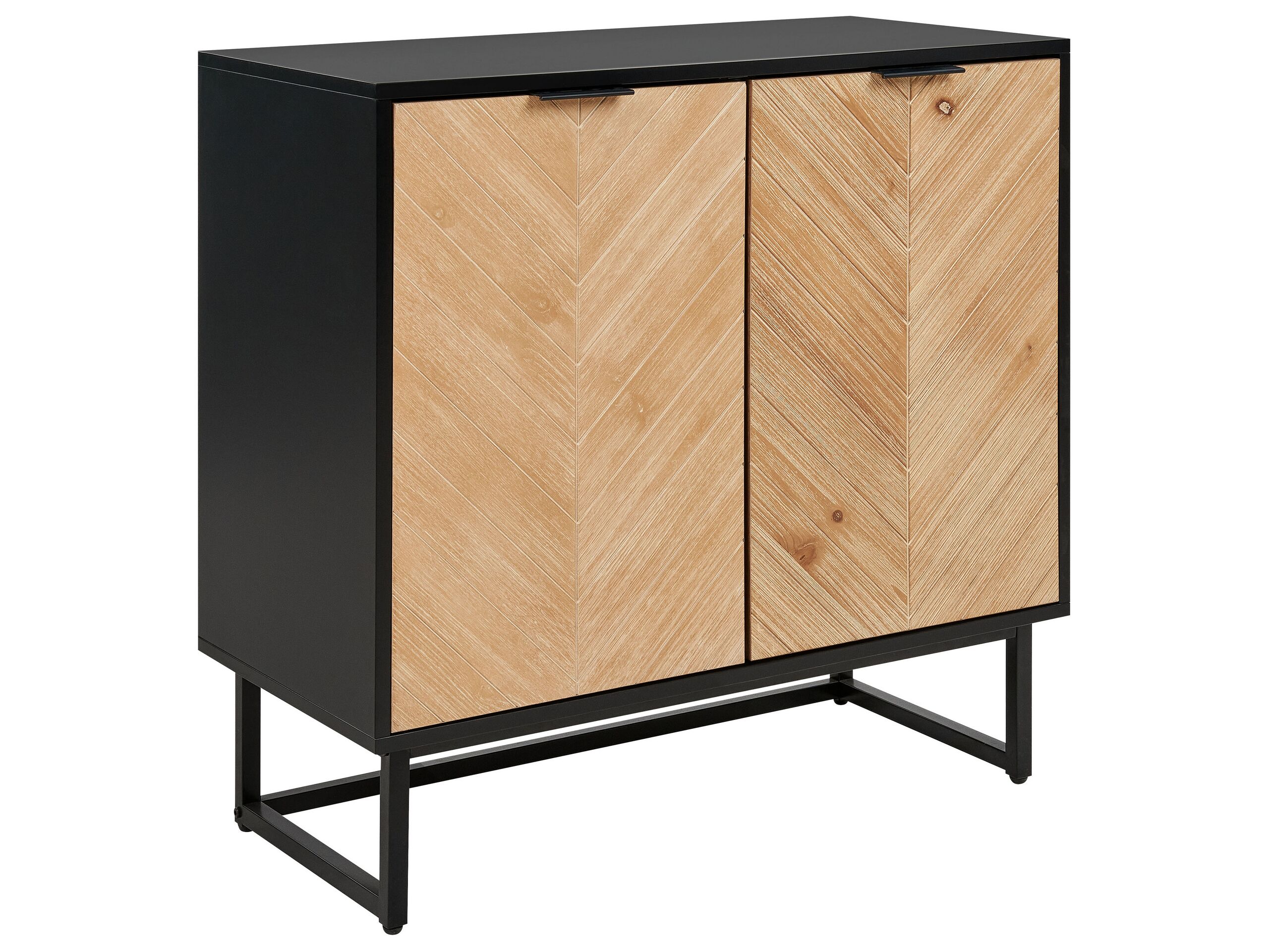 2 Door Sideboard Light Wood and Black ALASKA - Gemini Interiors