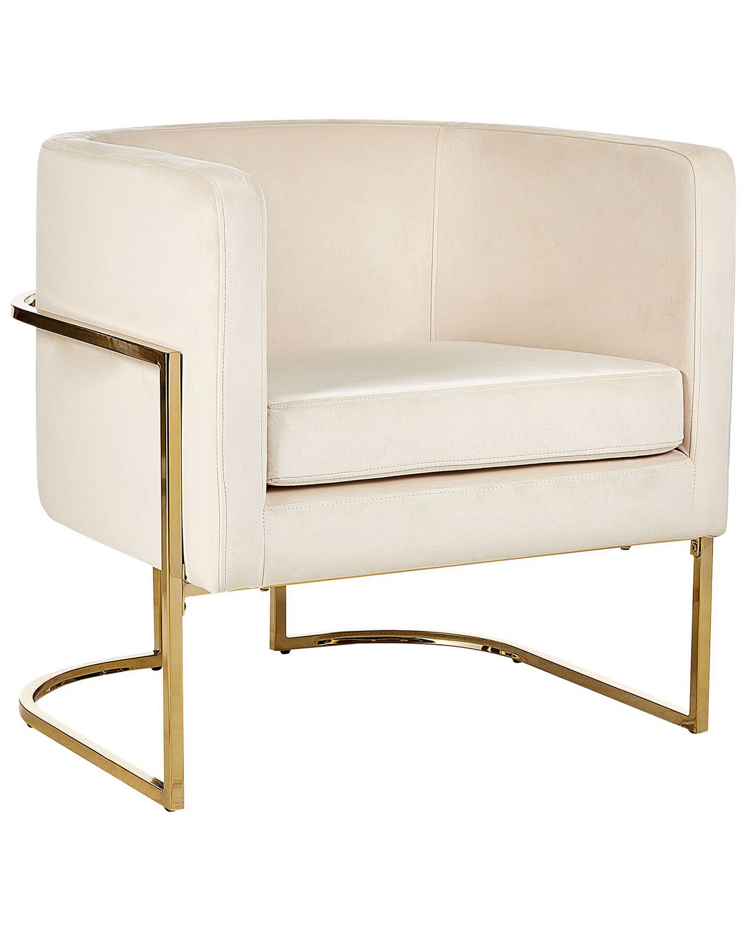 Velvet Armchair Beige SIRKKA - Gemini Interiors
