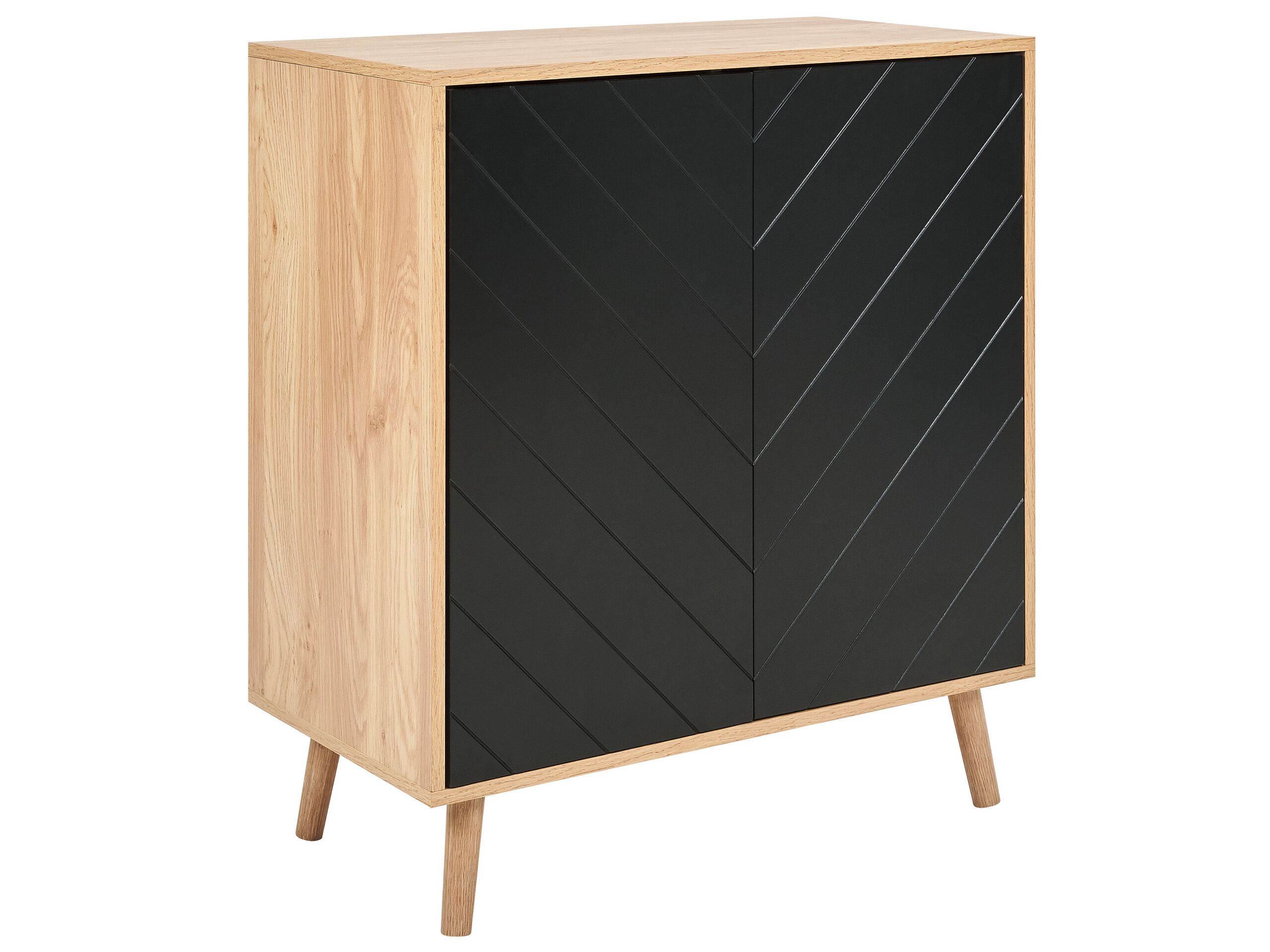 2 Door Sideboard Light Wood and Black BRISTOW - Gemini Interiors