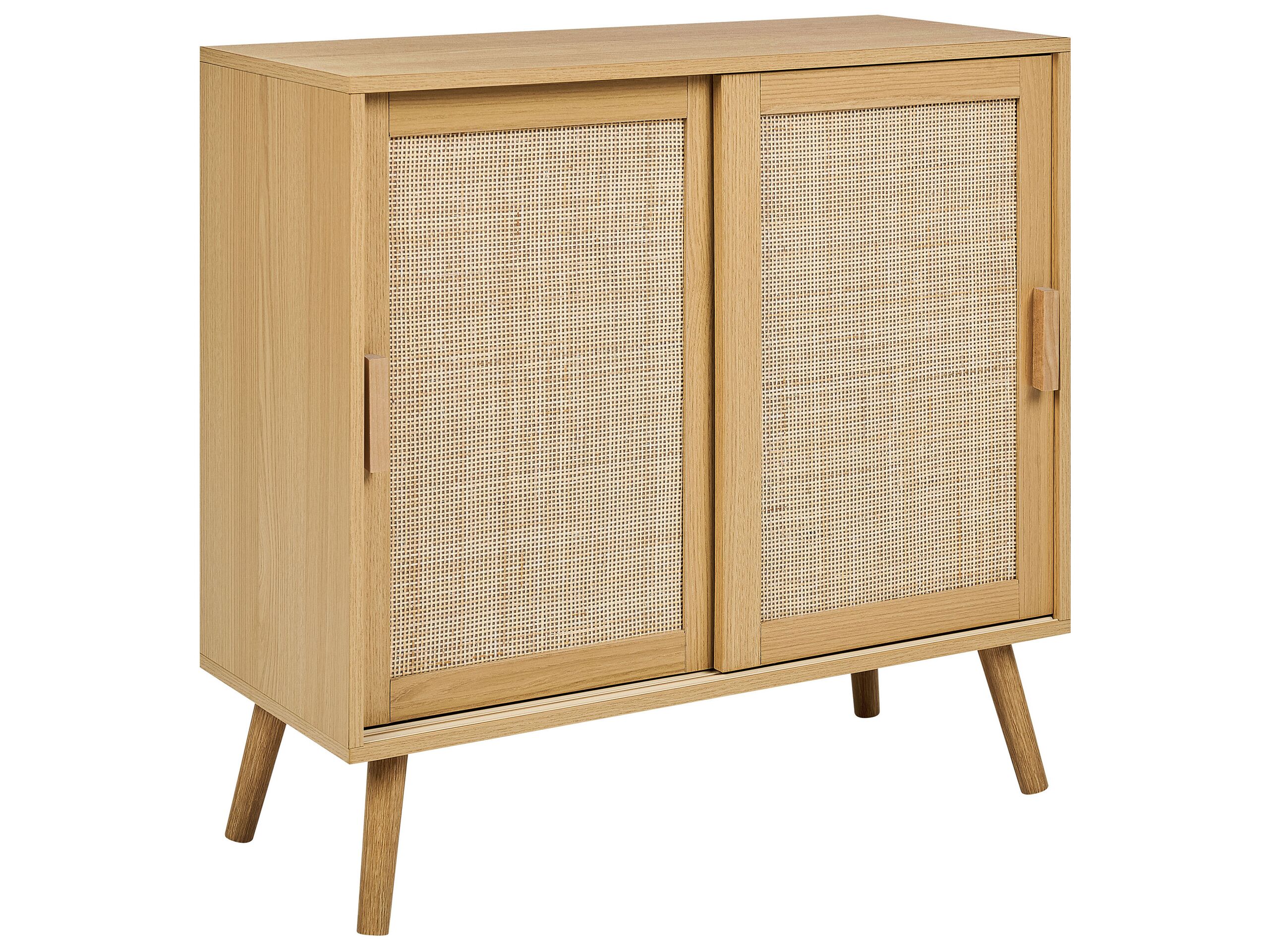 Rattan 2 Door Sideboard Light Wood HODGEN - Gemini Interiors