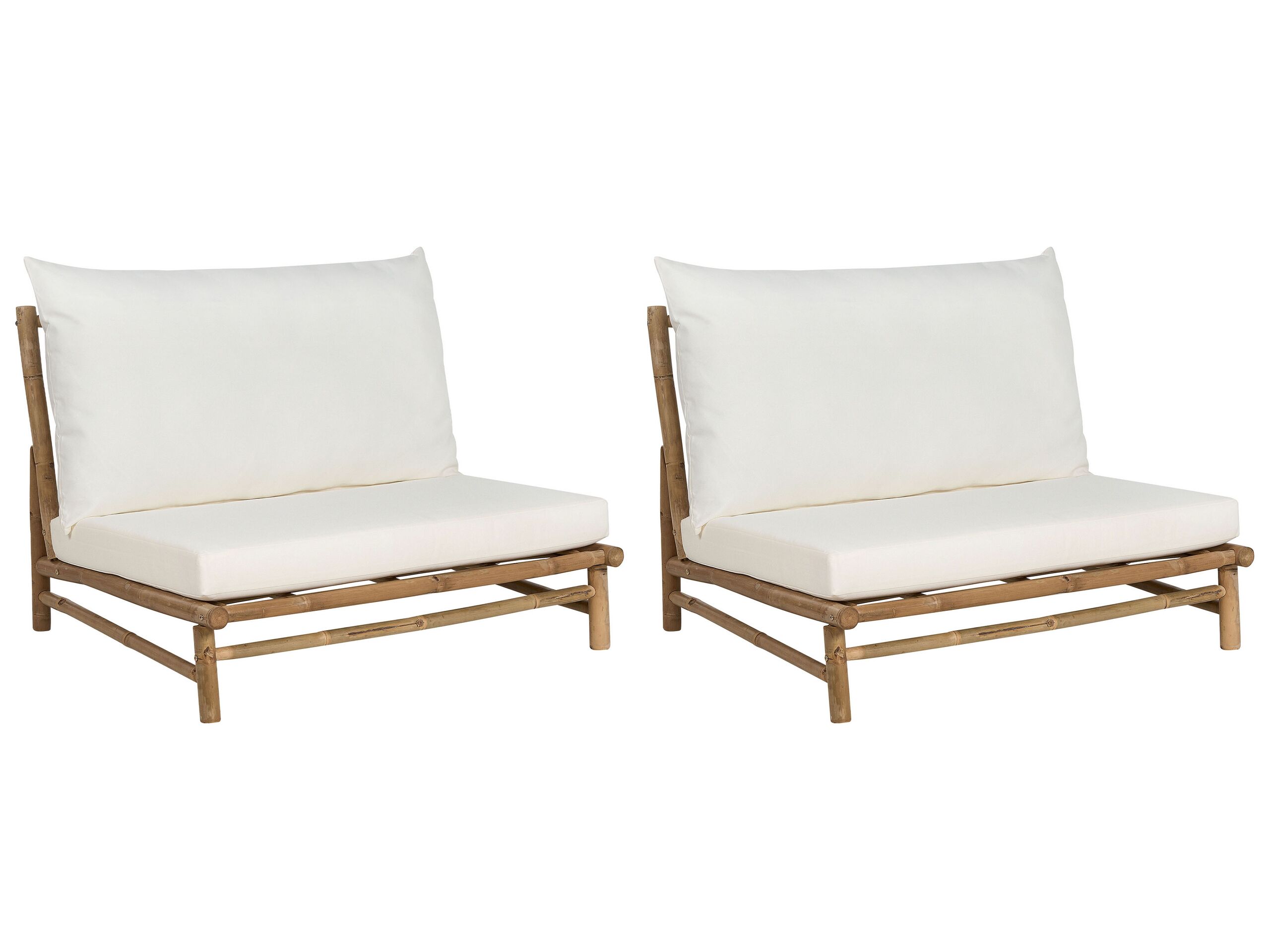 Set of 2 Bamboo Chairs Light Wood and White TODI - Gemini Interiors