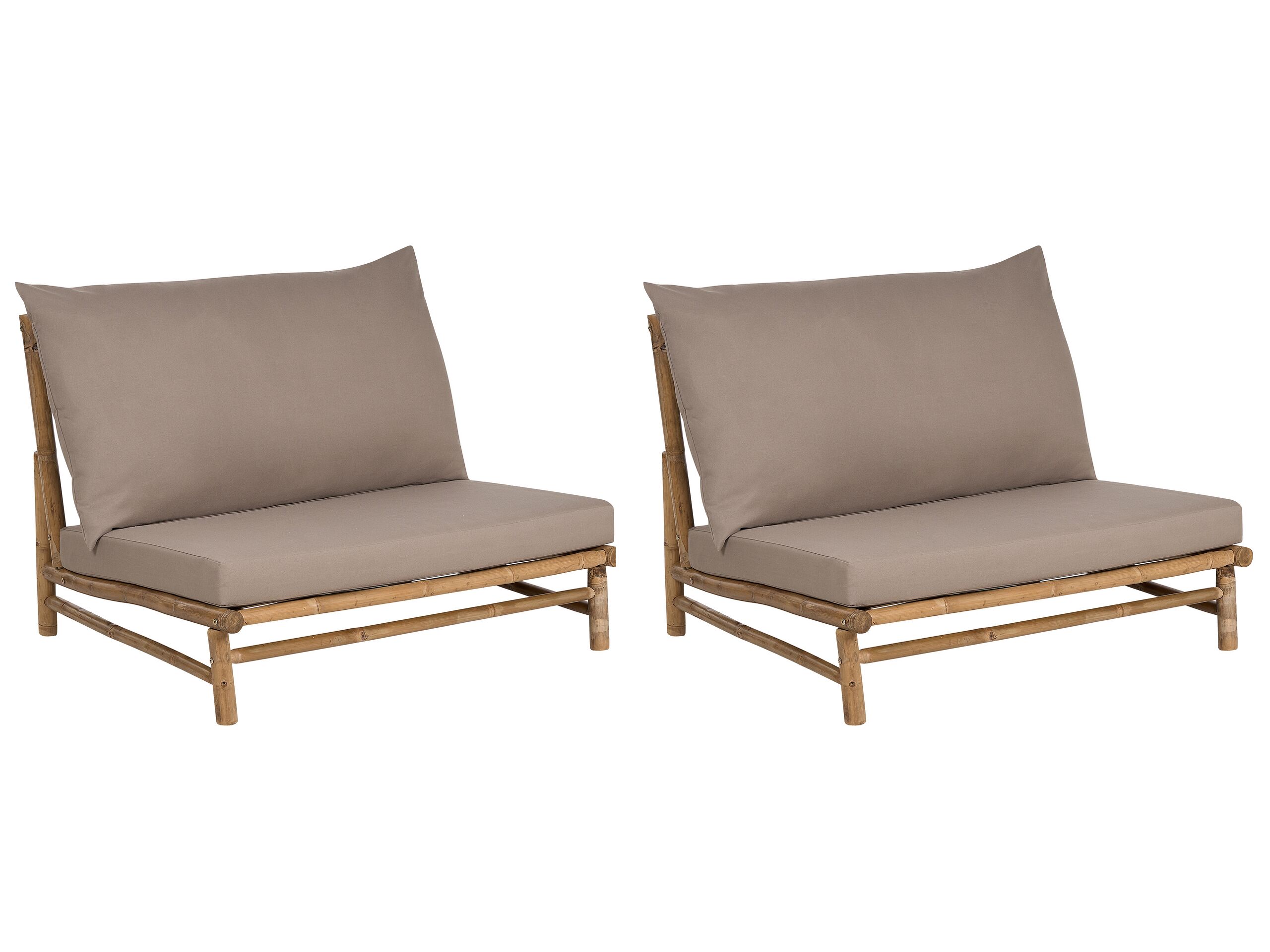 Set of 2 Bamboo Chairs Light Wood and Taupe TODI - Gemini Interiors