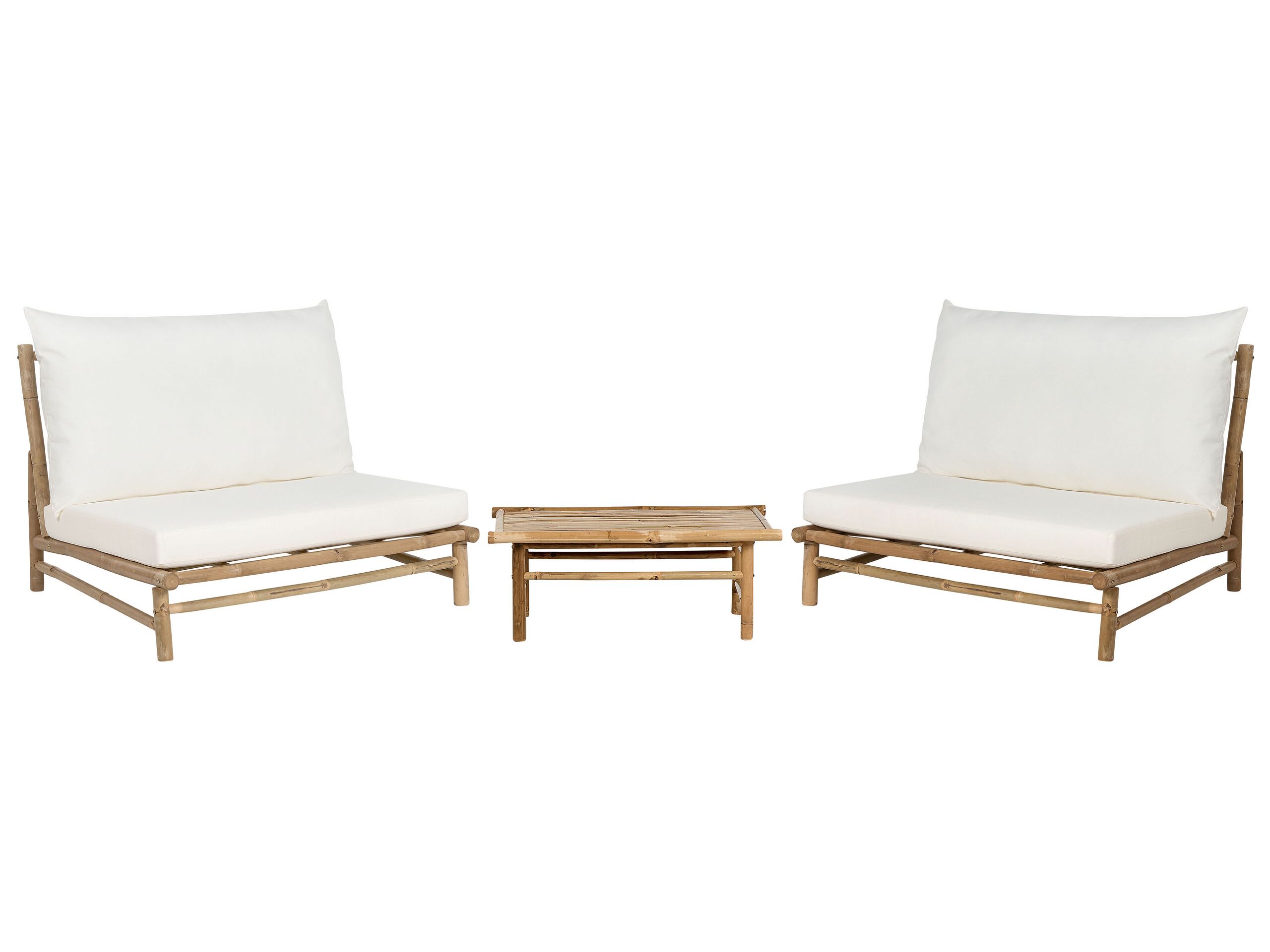 2 Seater Bamboo Lounge Set Light Wood and White TODI - Gemini Interiors