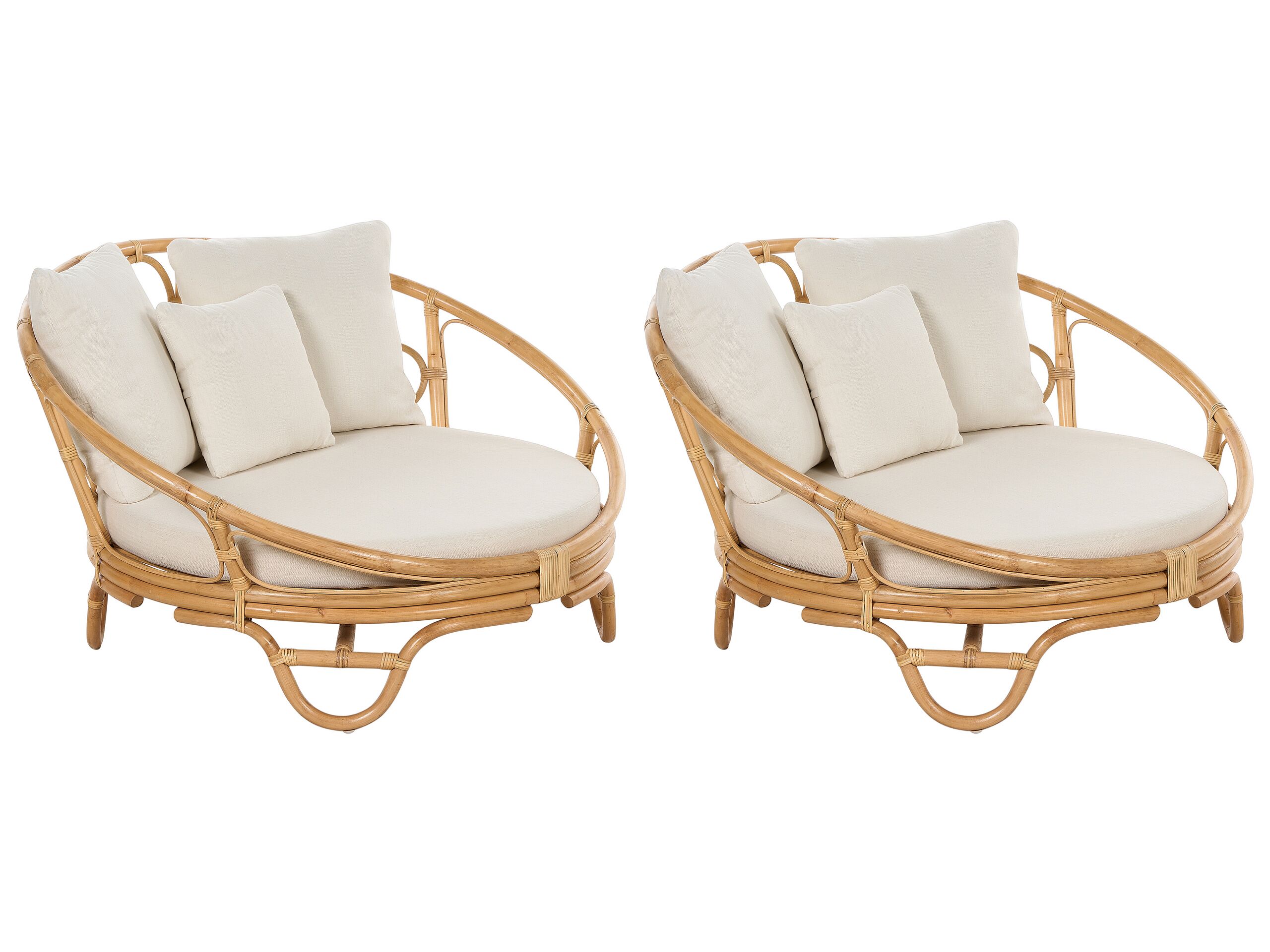 Set of 2 Rattan Garden Daybeds Natural ROSSANO - Gemini Interiors
