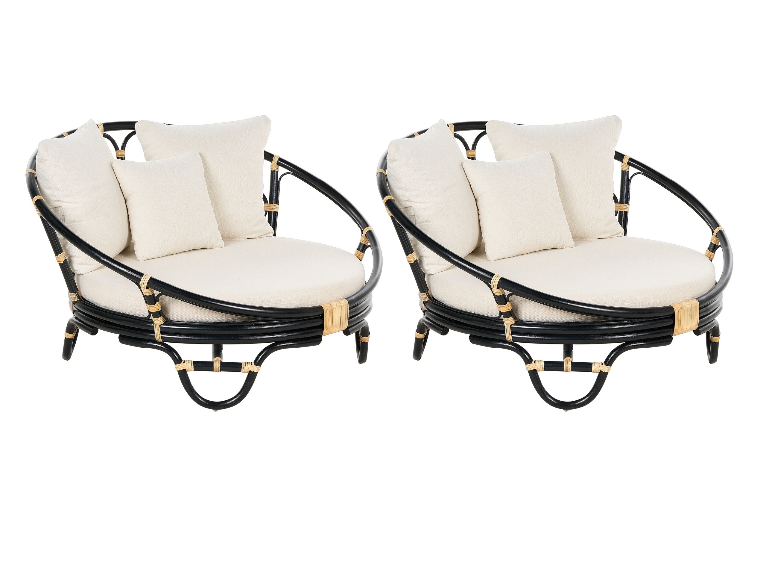 Set of 2 Rattan Garden Daybeds Black ROSSANO - Gemini Interiors