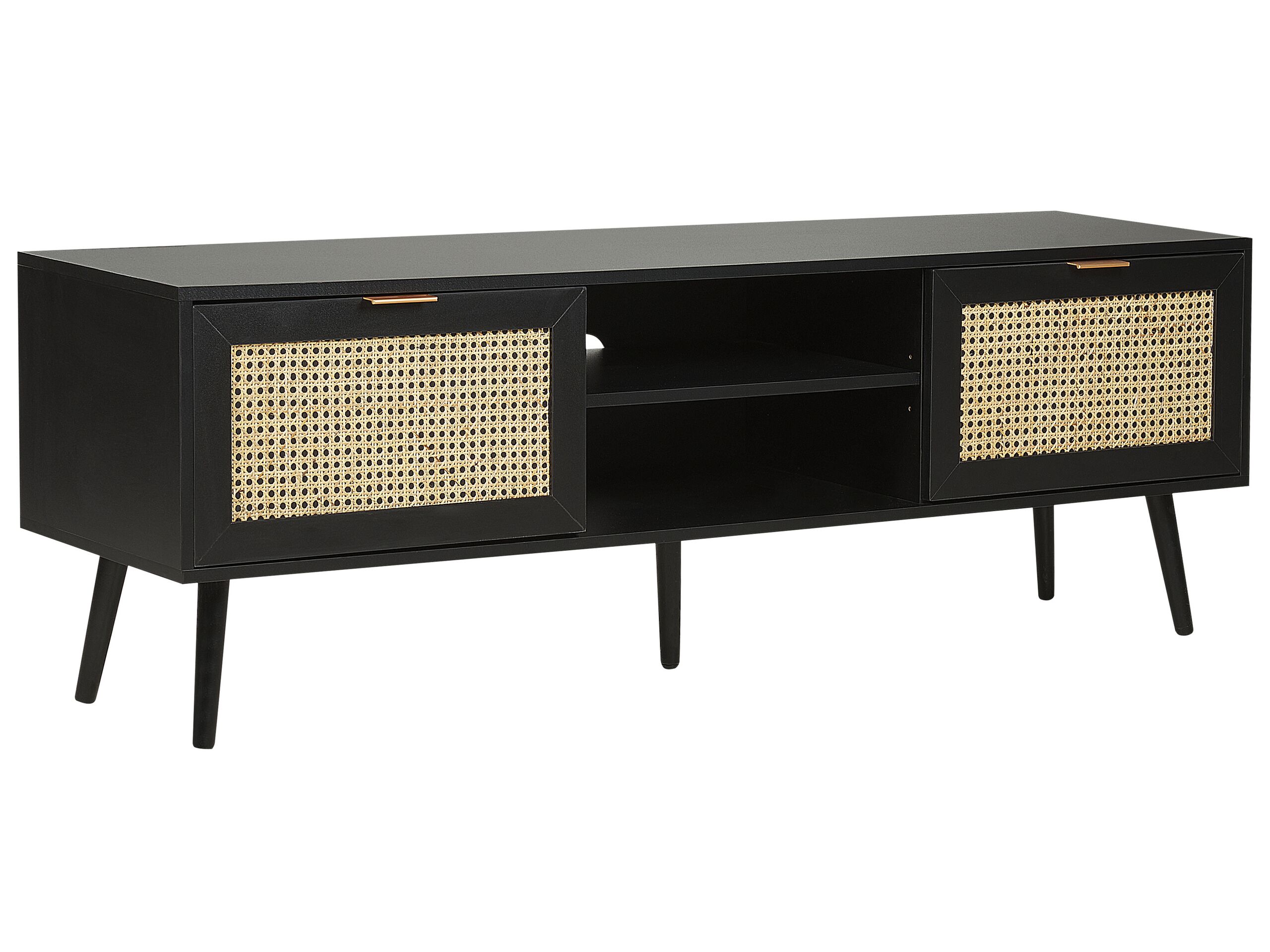 Rattan TV Stand Black OPOCO - Gemini Interiors