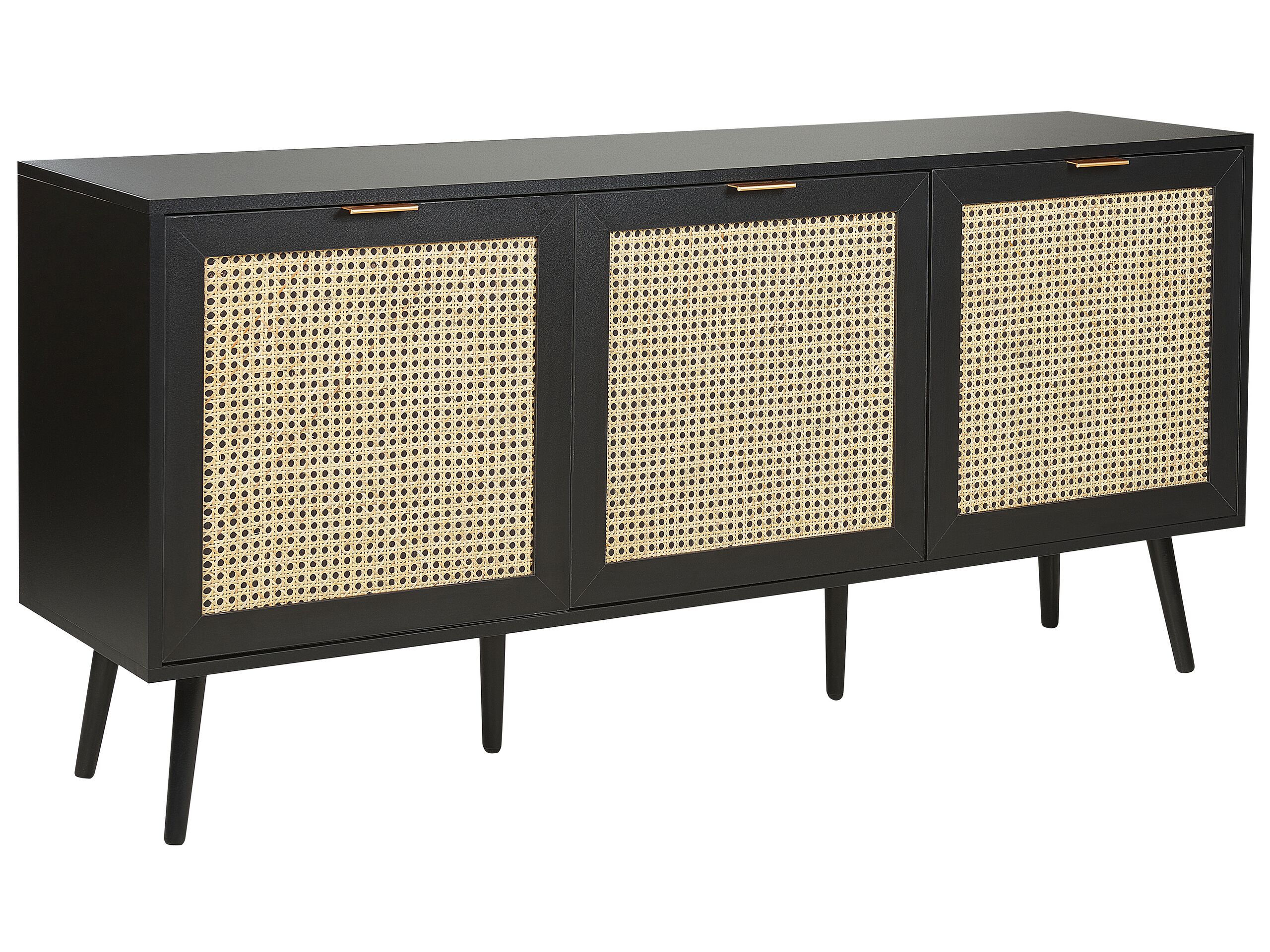 Rattan 3 Door Sideboard Black OPOCO - Gemini Interiors