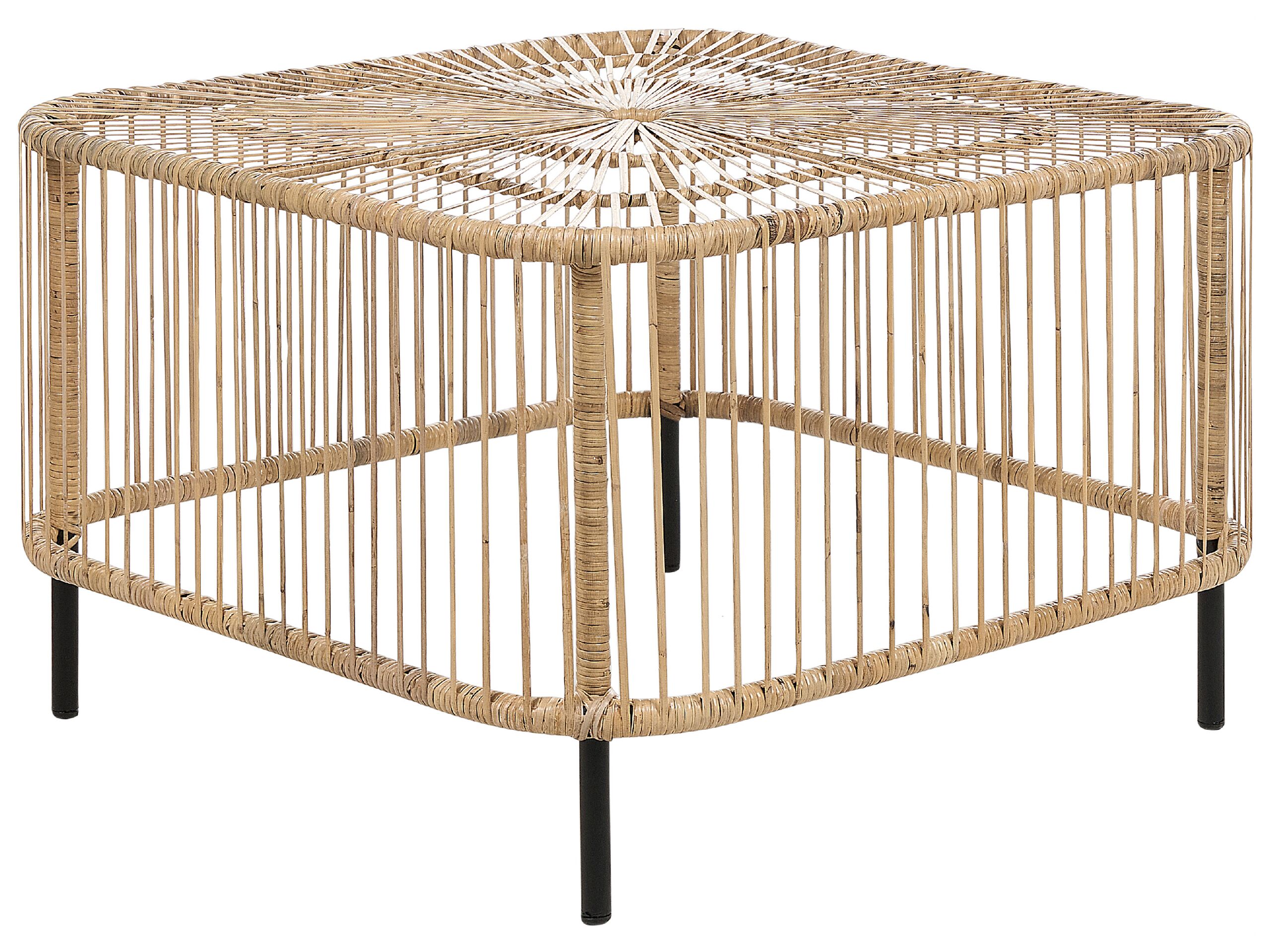 Rattan Garden Coffee Table 67 x 67 cm Natural CESENATICO - Gemini Interiors