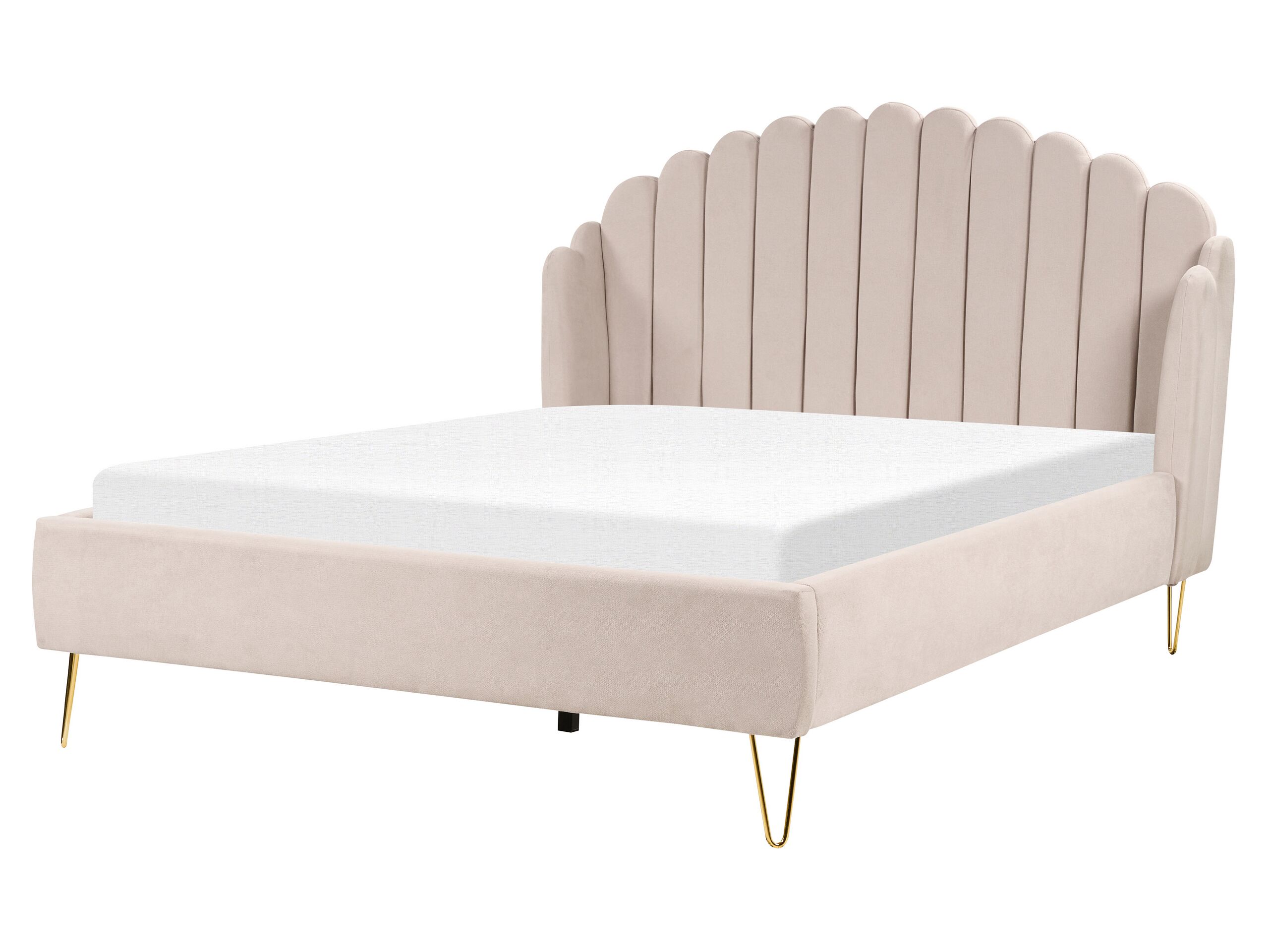 Fabric EU King Size Bed Beige AMBILLOU - Gemini Interiors