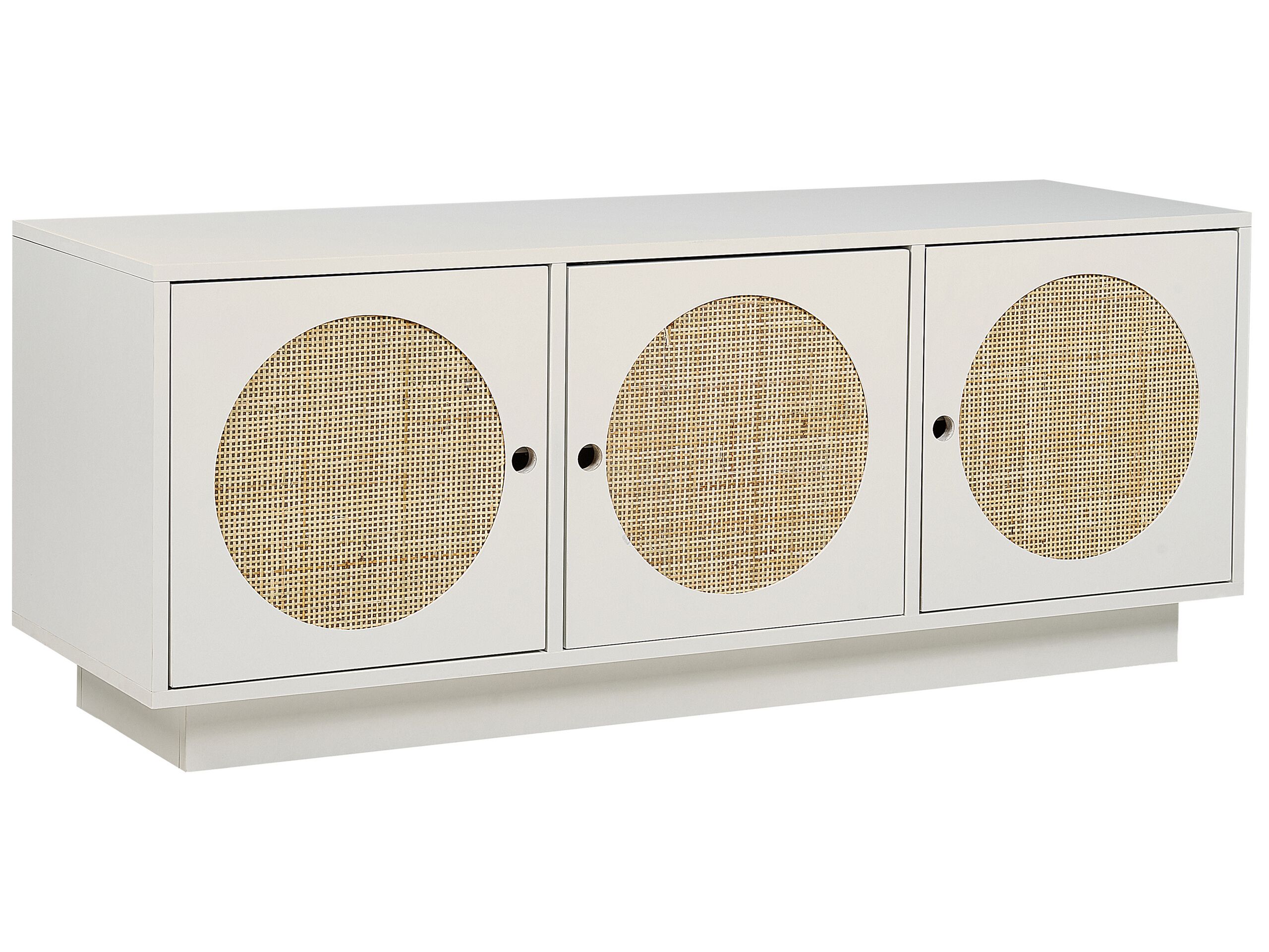 Rattan 3 Door Sideboard White UYUNI - Gemini Interiors