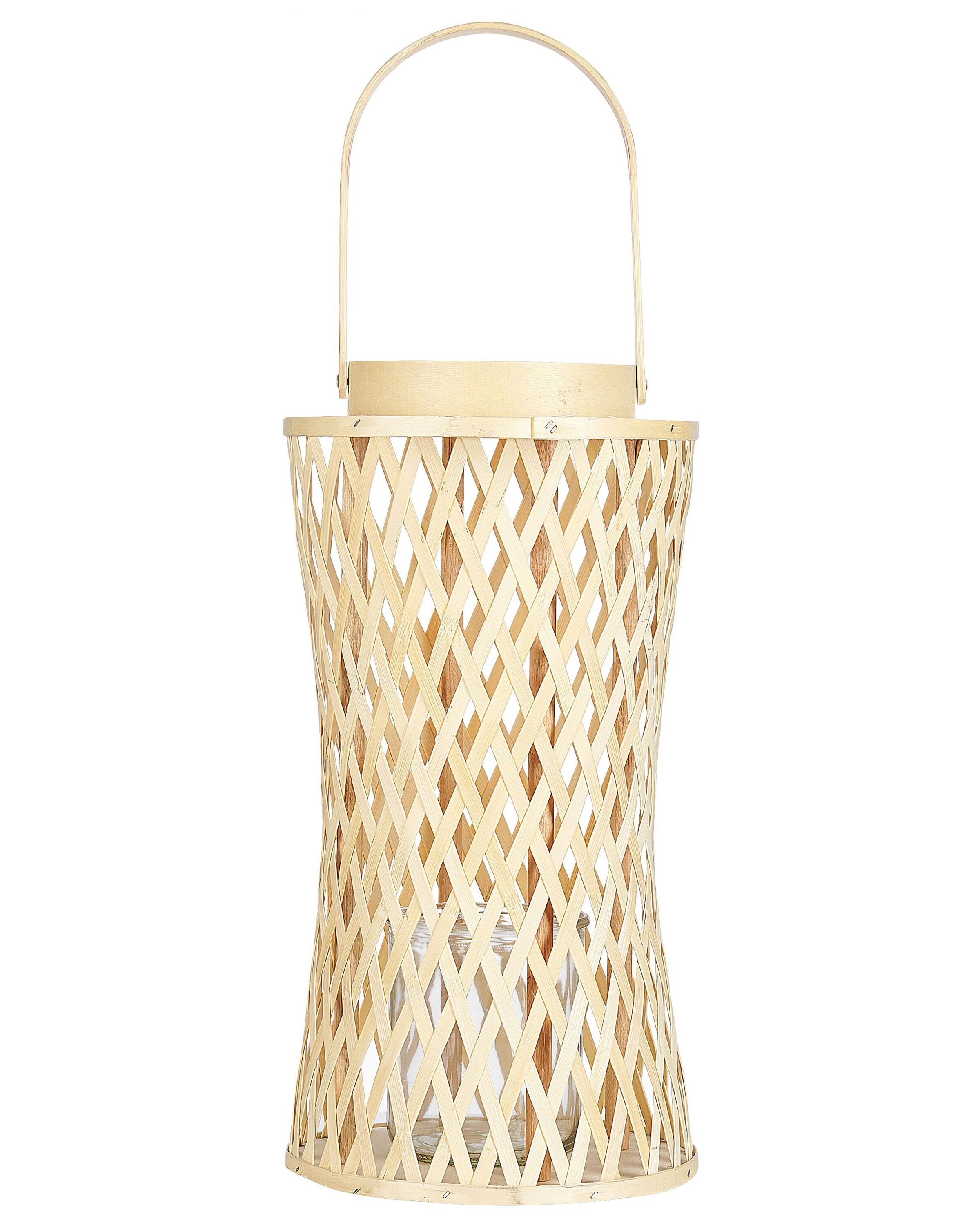 Bamboo Candle Lantern 38 cm Natural MACTAN - Gemini Interiors
