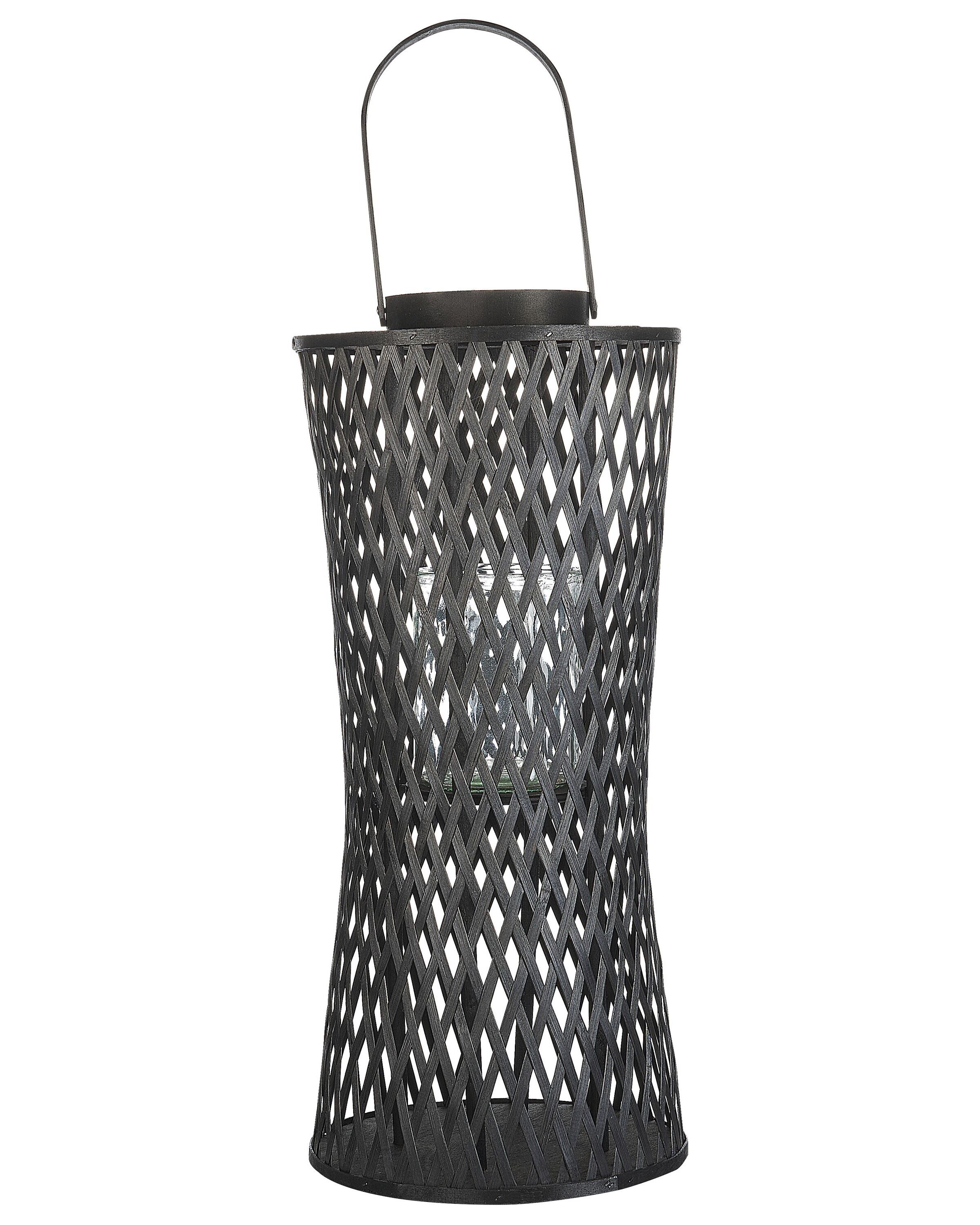 Bamboo Candle Lantern 58 cm Black MACTAN - Gemini Interiors
