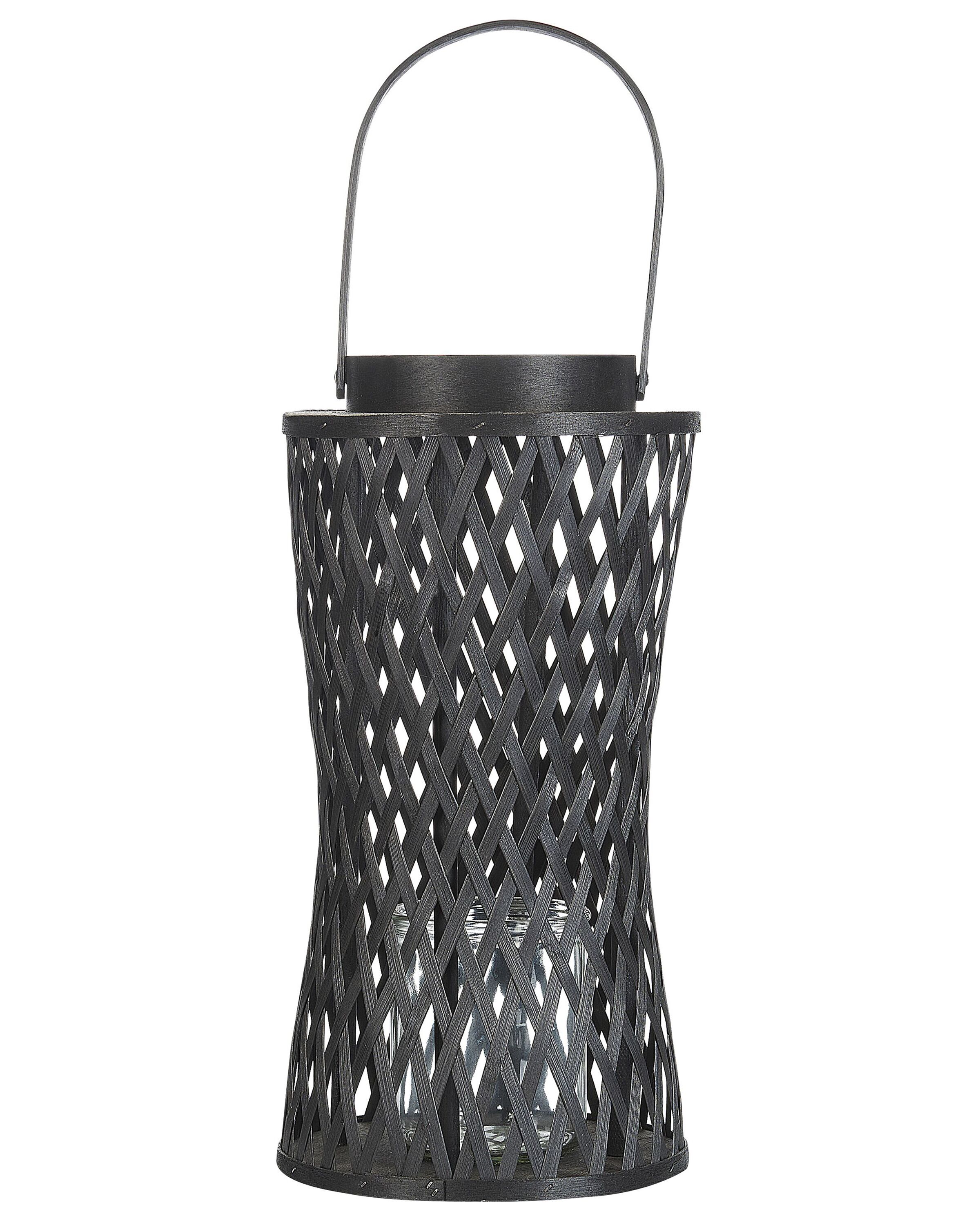 Bamboo Candle Lantern 38 cm Black MACTAN - Gemini Interiors