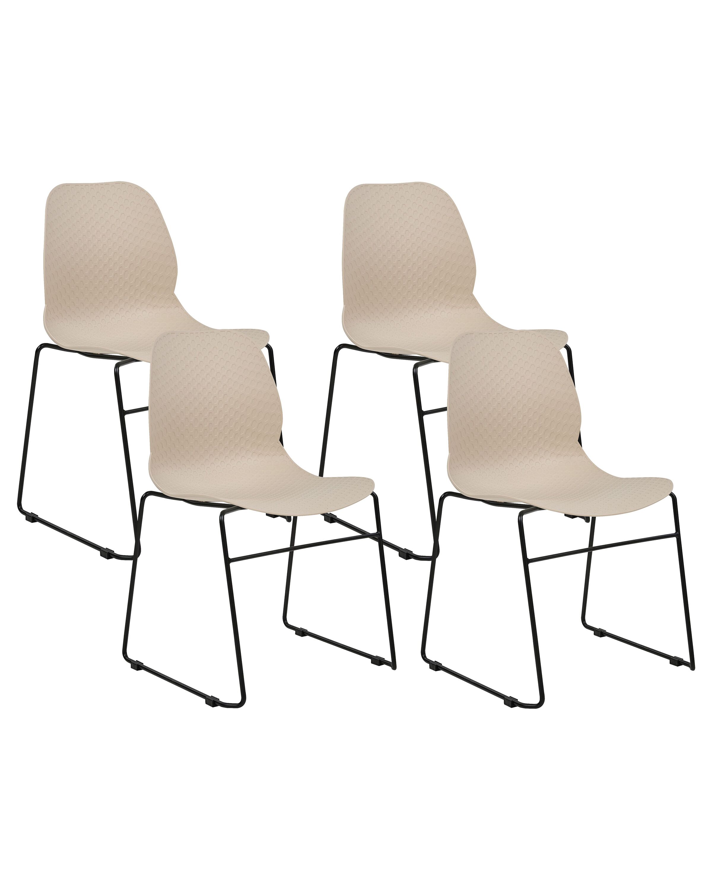 Set of 4 Dining Chairs Beige PANORA - Gemini Interiors