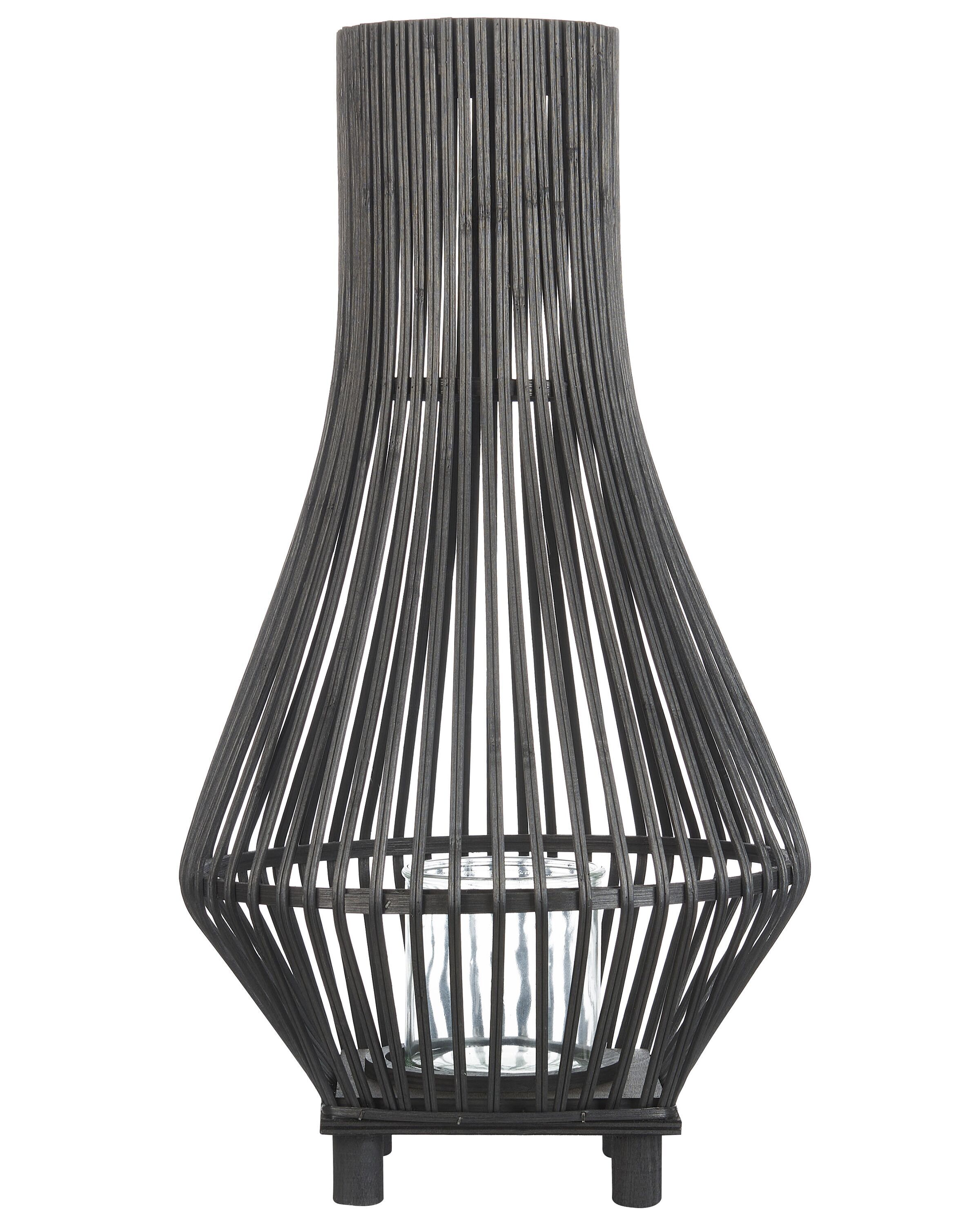 Bamboo Candle Lantern 58 cm Black LEYTE - Gemini Interiors